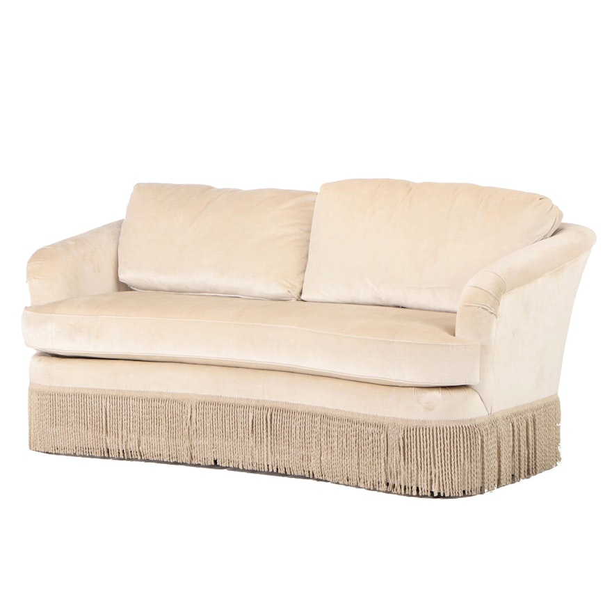 Thomasville Upholstered Fringe Skirted Love Seat, Contemporary