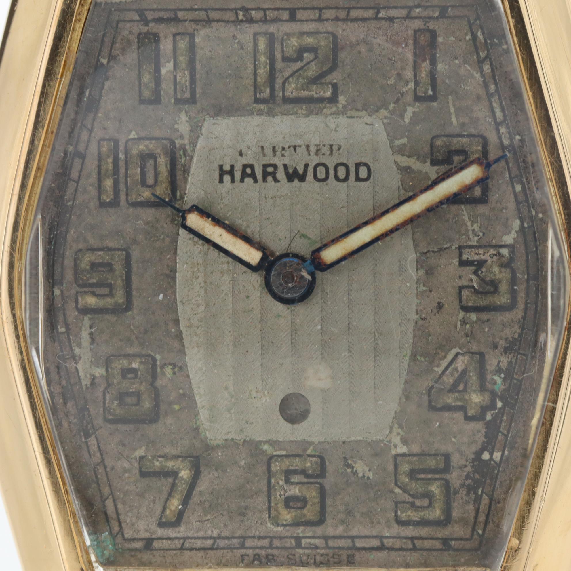 Vintage Harwood 18K Yellow Gold Tonneau Automatic Watch, 1929