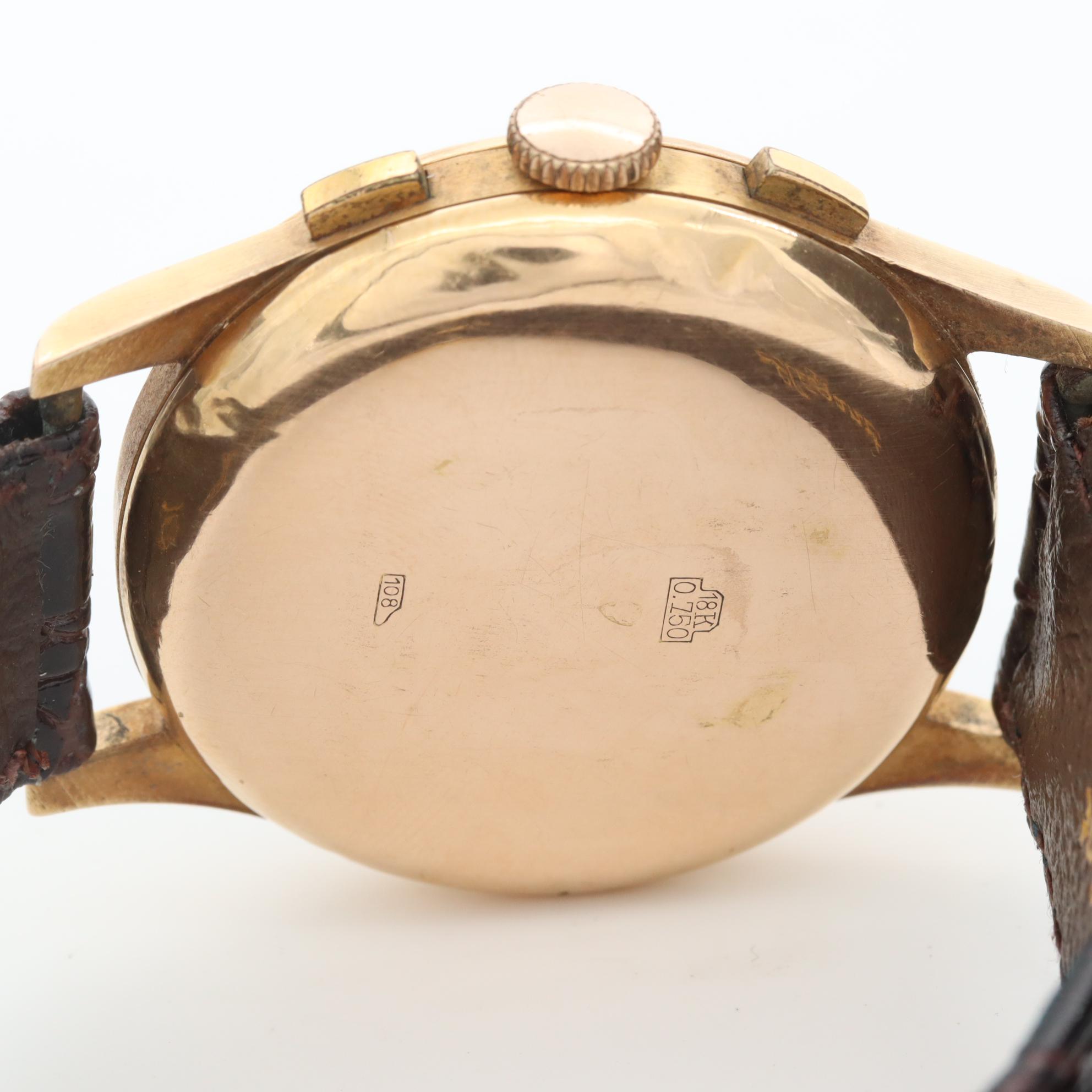 Vintage Titus 18K Yellow Gold Chronograph Watch