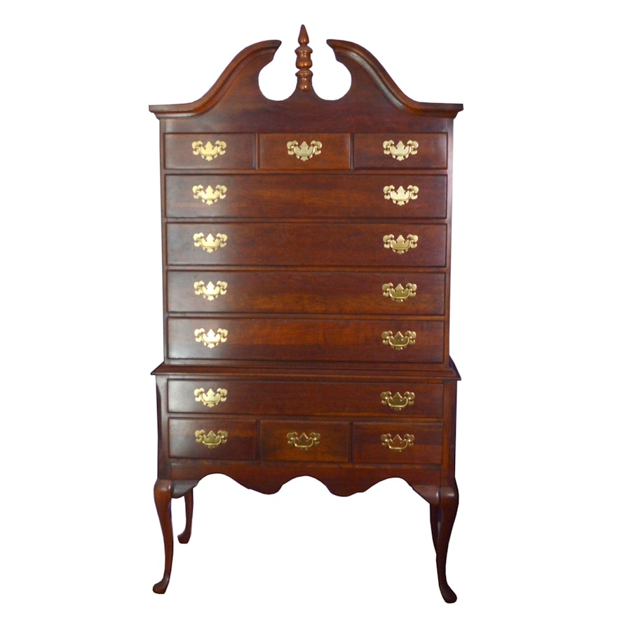 Cresent Chippendale Style Mahogany Highboy, Vintage