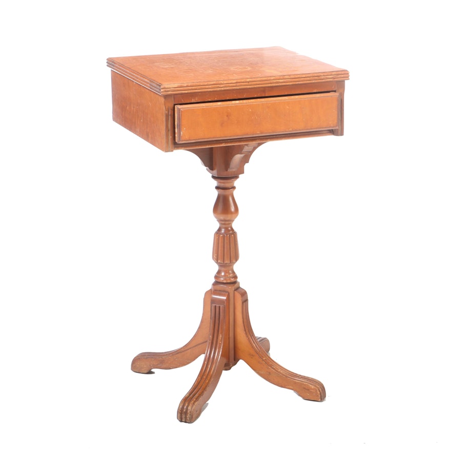 Continental Furniture Curley Maple Table, Mid 20th Century