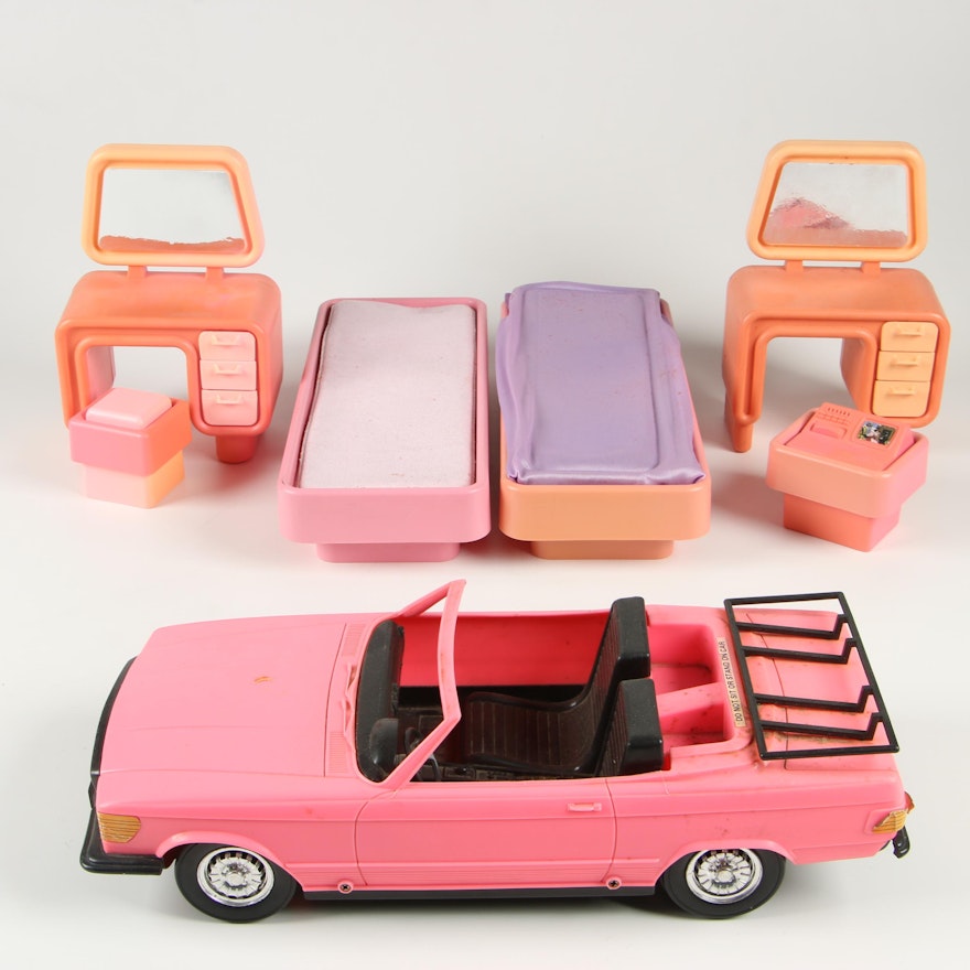 Vintage Barbie "Dream House" Furniture and Meritus Doll Car
