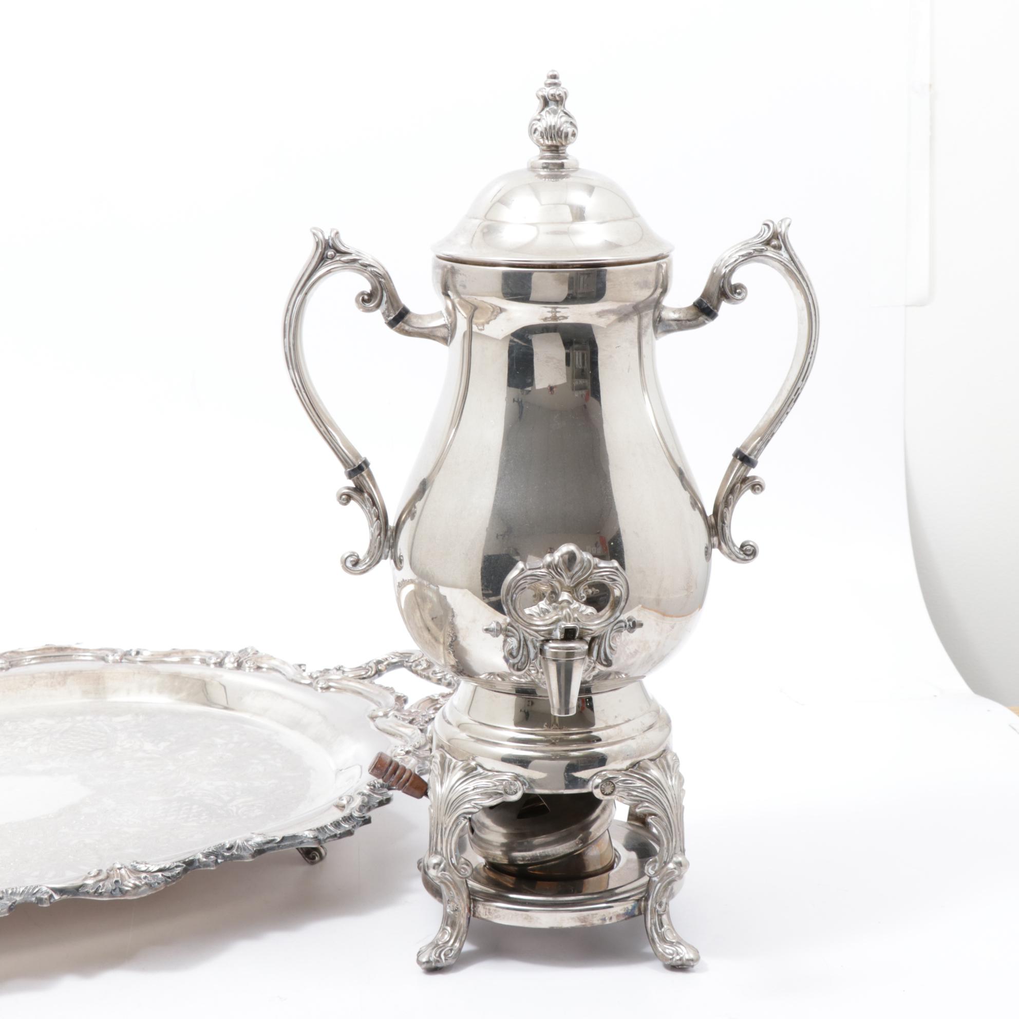 Towle Silver Plate Coffee Urn with Footed Serving Tray