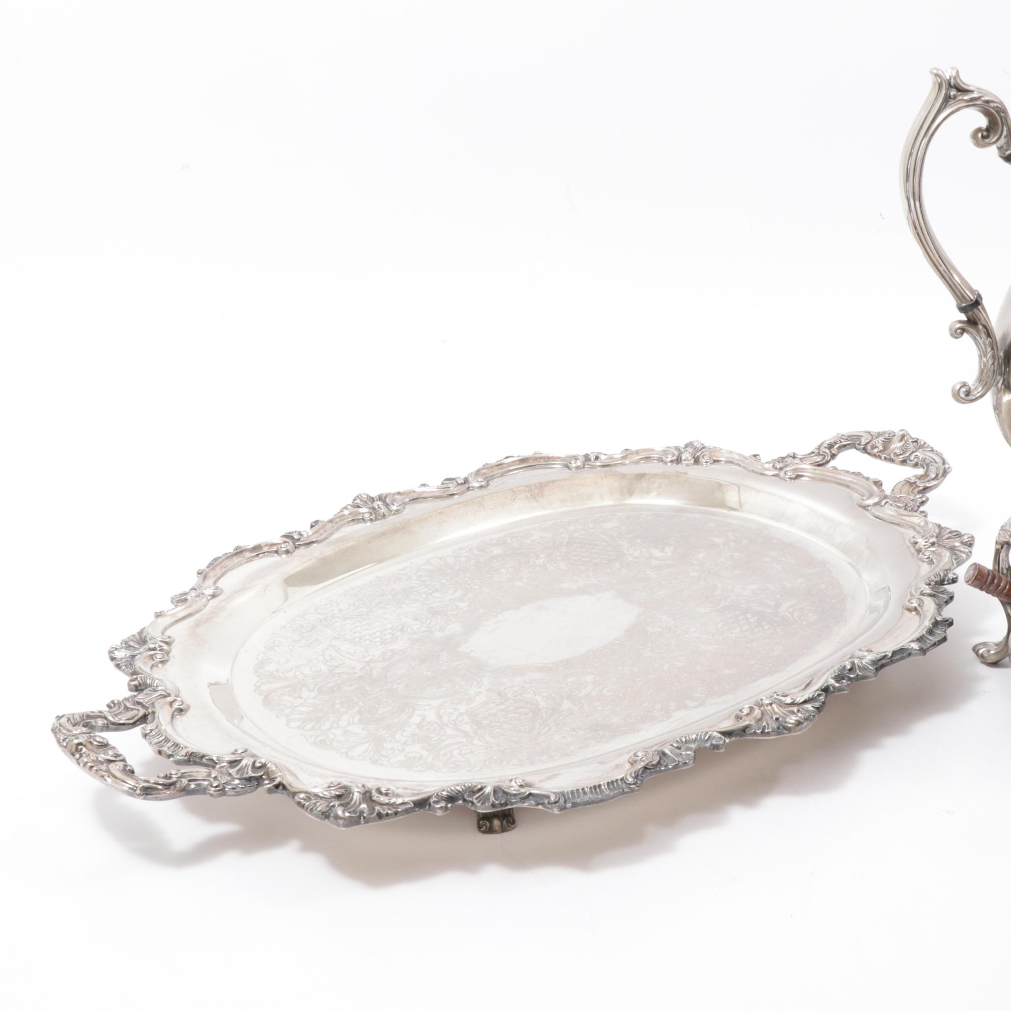 Towle Silver Plate Coffee Urn with Footed Serving Tray