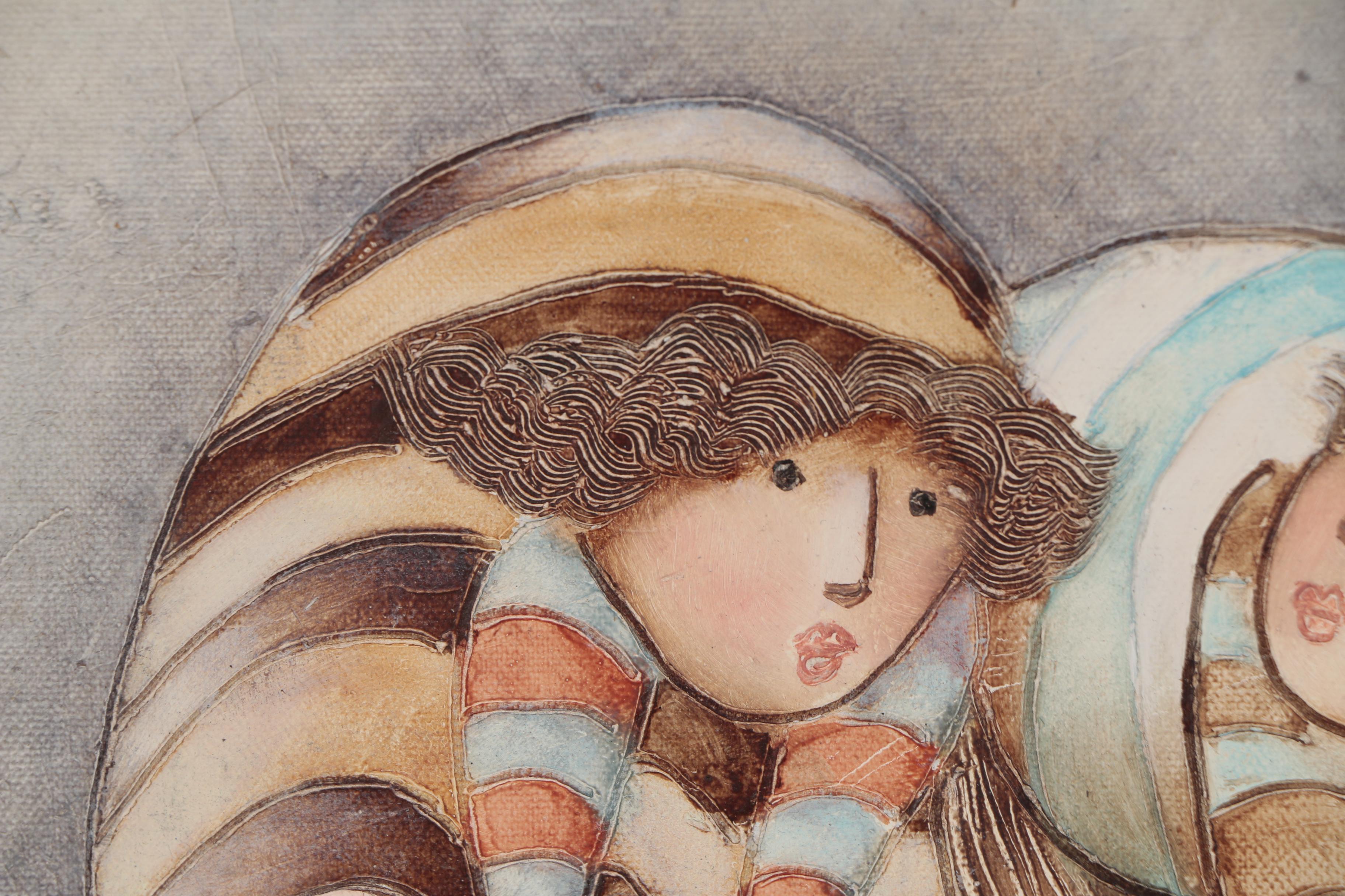 Figures on Bicycles Oil Painting