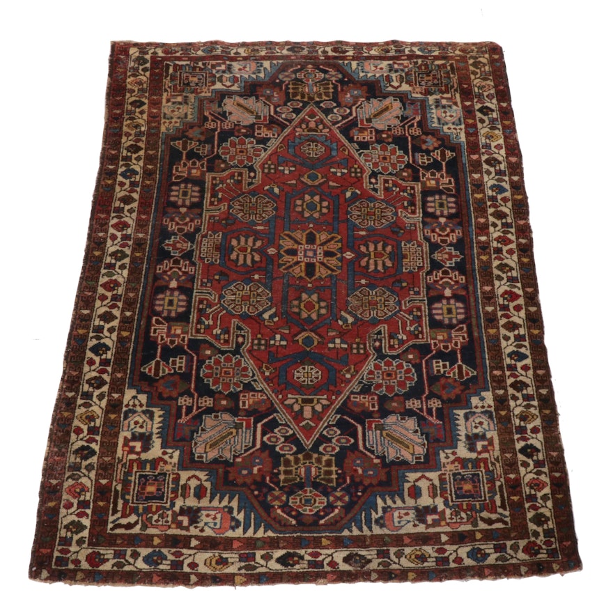 4'5 x 6'3 Hand-Knotted Persian Bakhtiari Rug, circa 1900