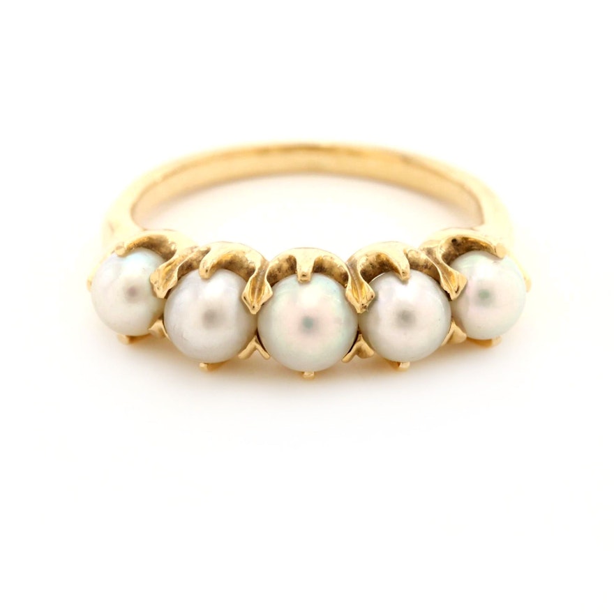 18K Yellow Gold Cultured Pearl Ring