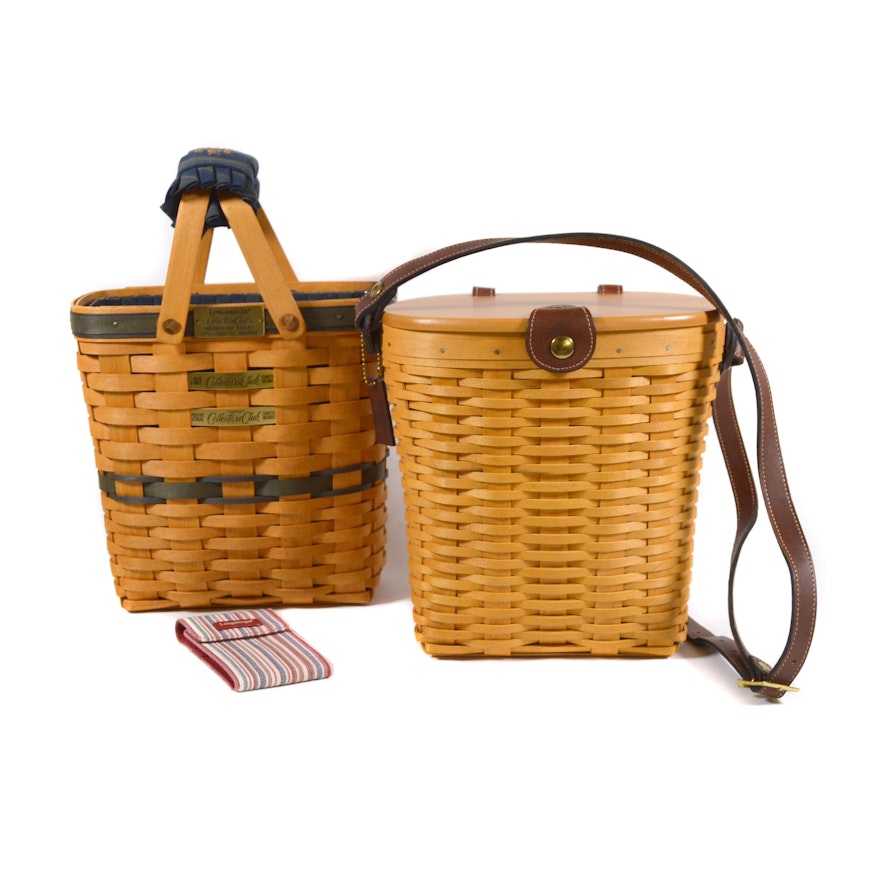 Longaberger Saddlebrook Basket Purse and Collectors Club Basket with Note Pad