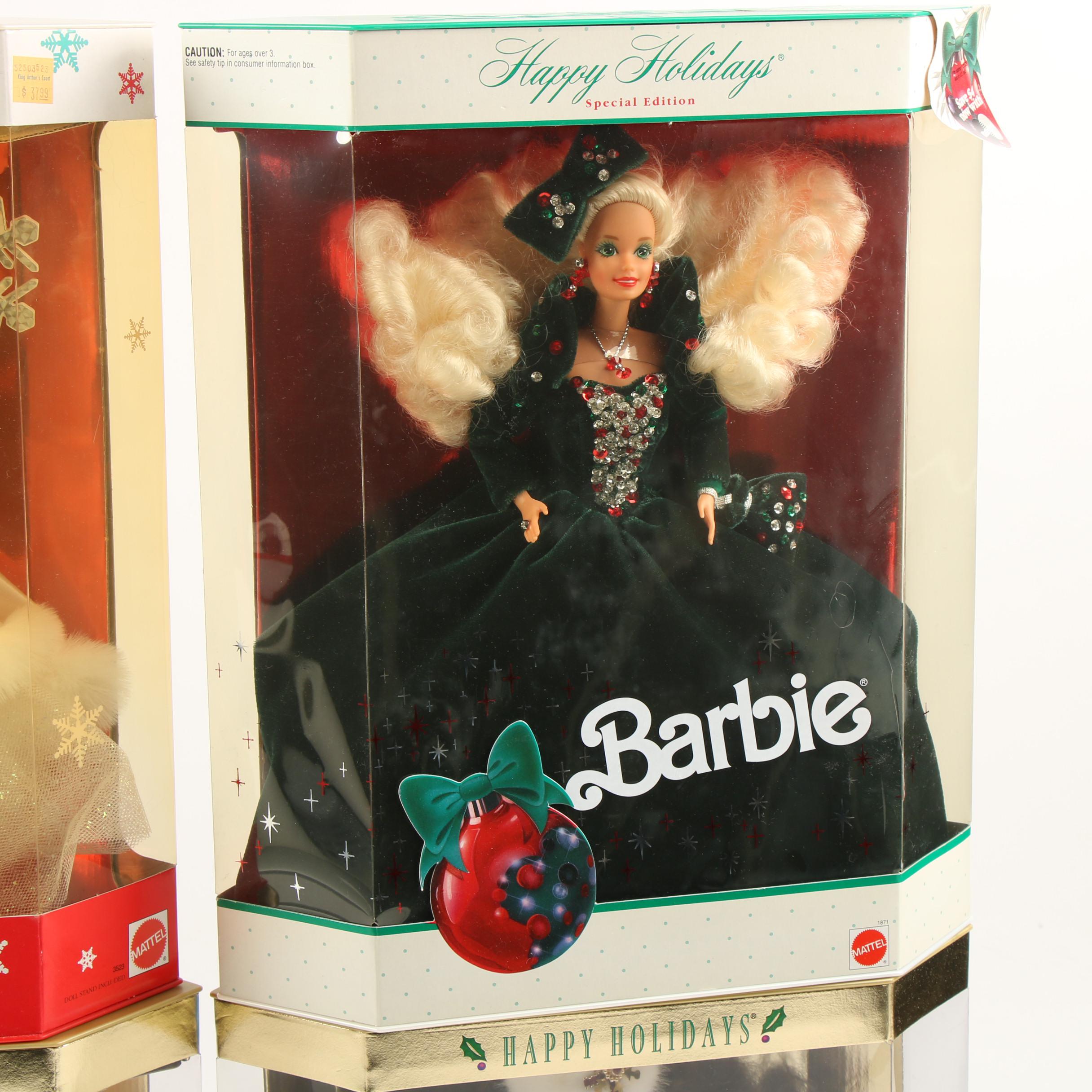 Mattel Happy Holidays Special Edition Barbie Dolls and Hallmark Ornament