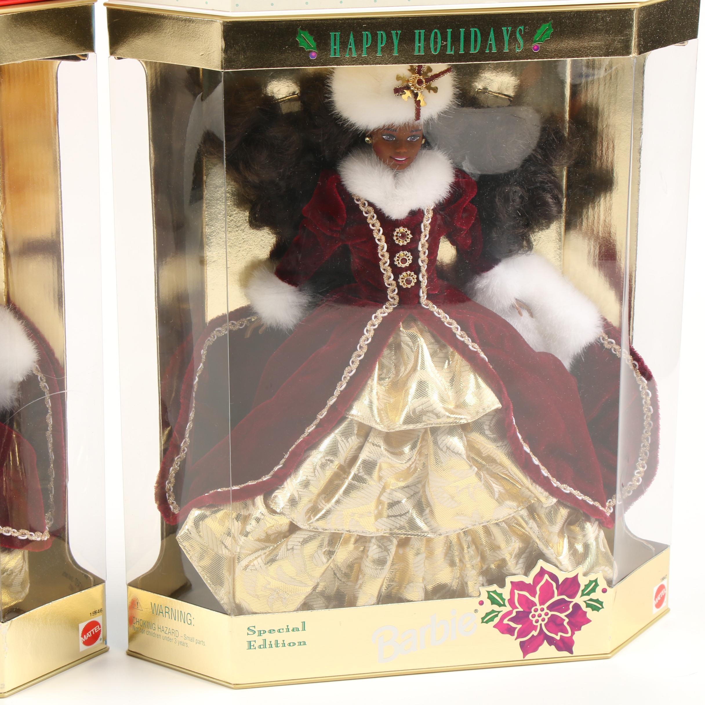 Mattel Happy Holidays Special Edition Barbie Dolls and Hallmark Ornament