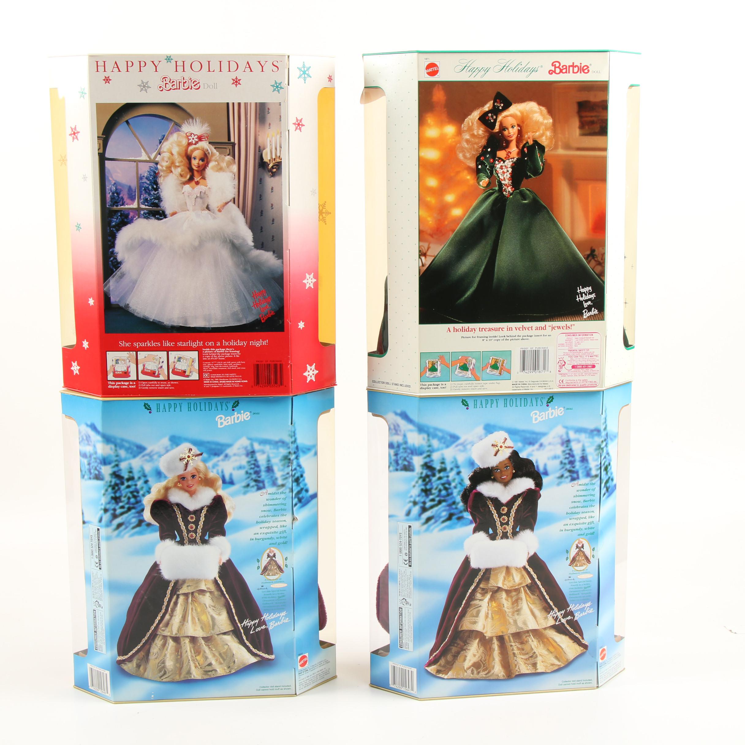 Mattel Happy Holidays Special Edition Barbie Dolls and Hallmark Ornament