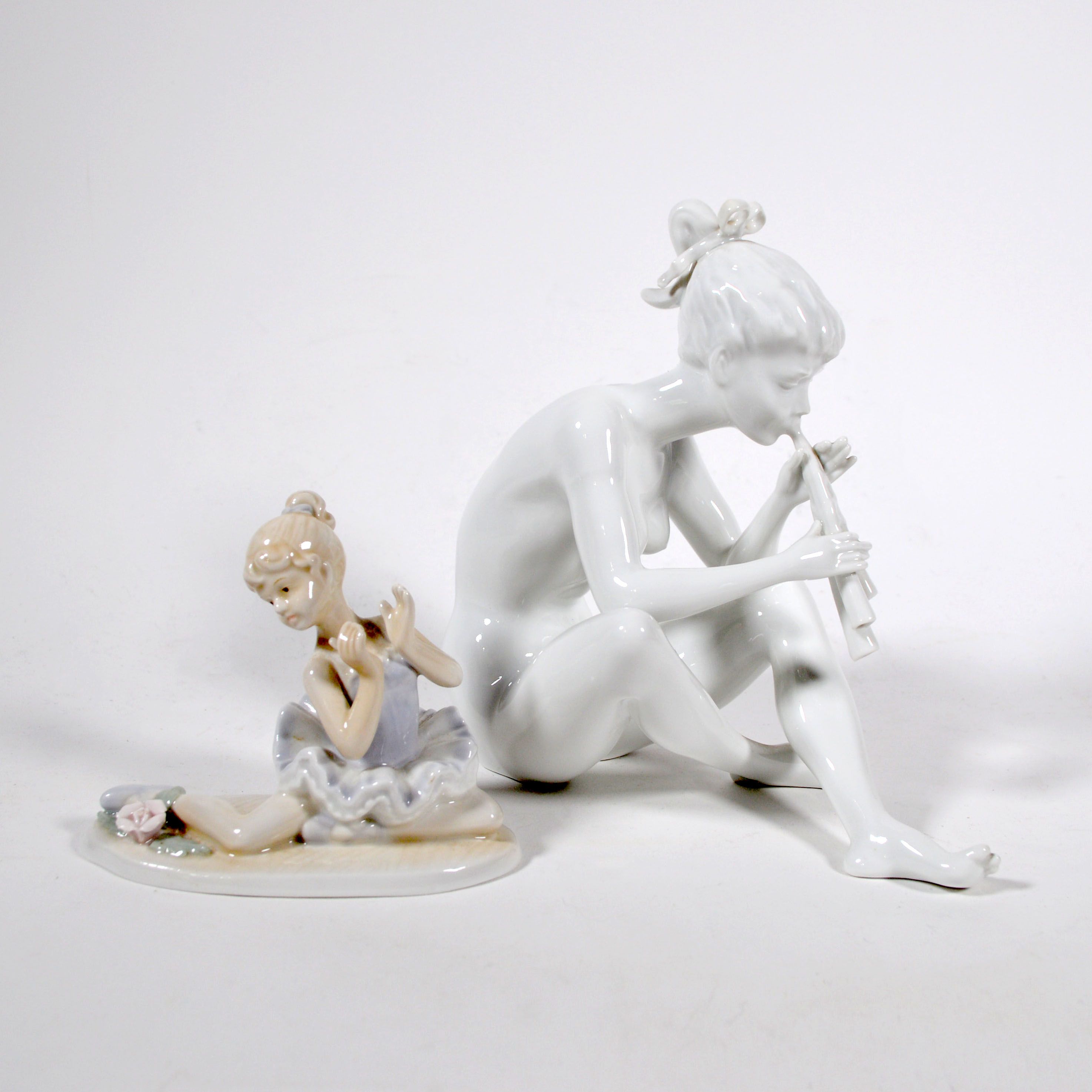 Kaiser Woman Flute Player Porcelain Figurine and Other Ballerina Figurine