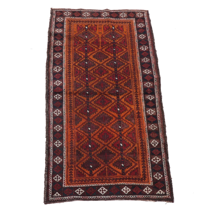 2'6 x 4'9 Hand-Knotted Persian Baluch Wool Rug, 1930s