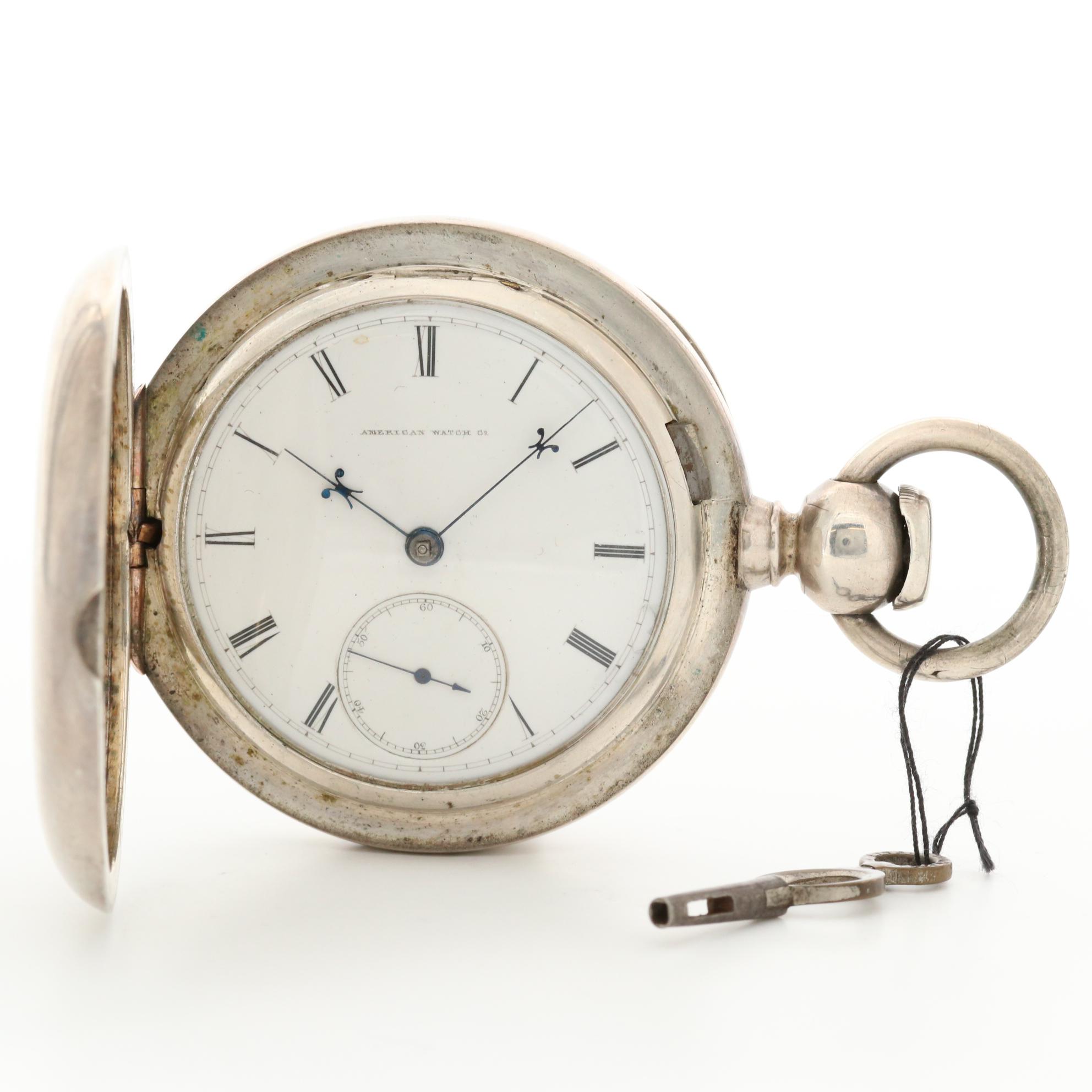 Antique Waltham Coin Silver Key Wind & Set Pocket Watch