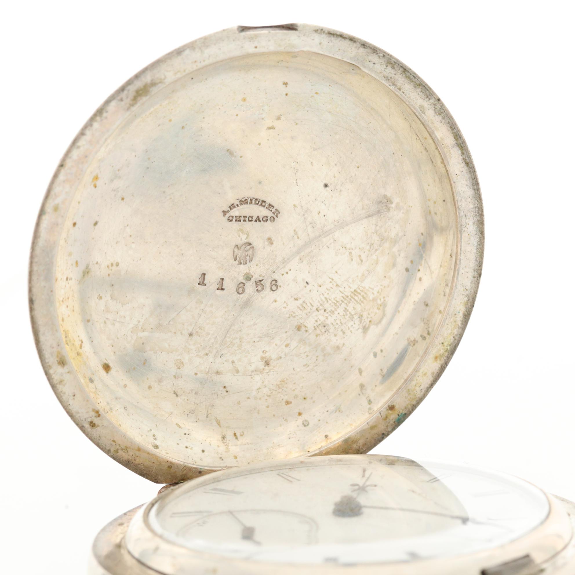 Antique Waltham Coin Silver Key Wind & Set Pocket Watch