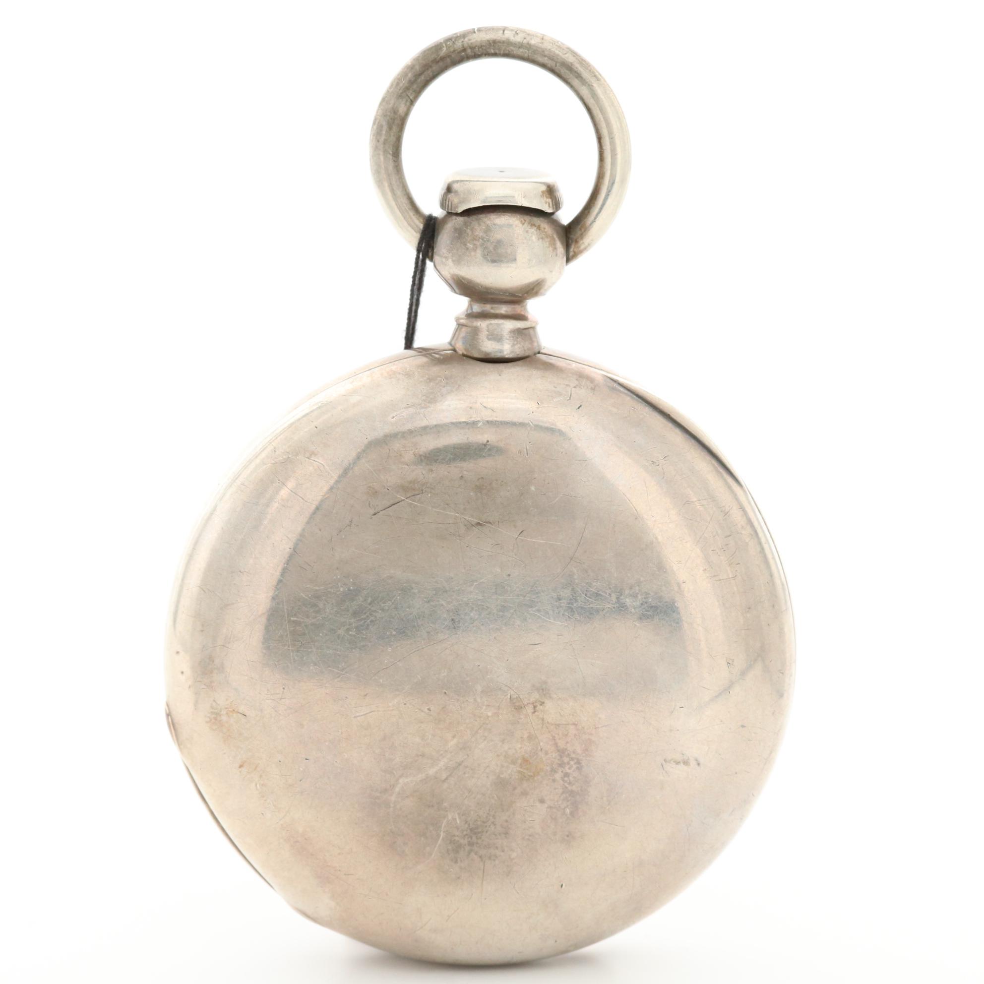 Antique Waltham Coin Silver Key Wind & Set Pocket Watch