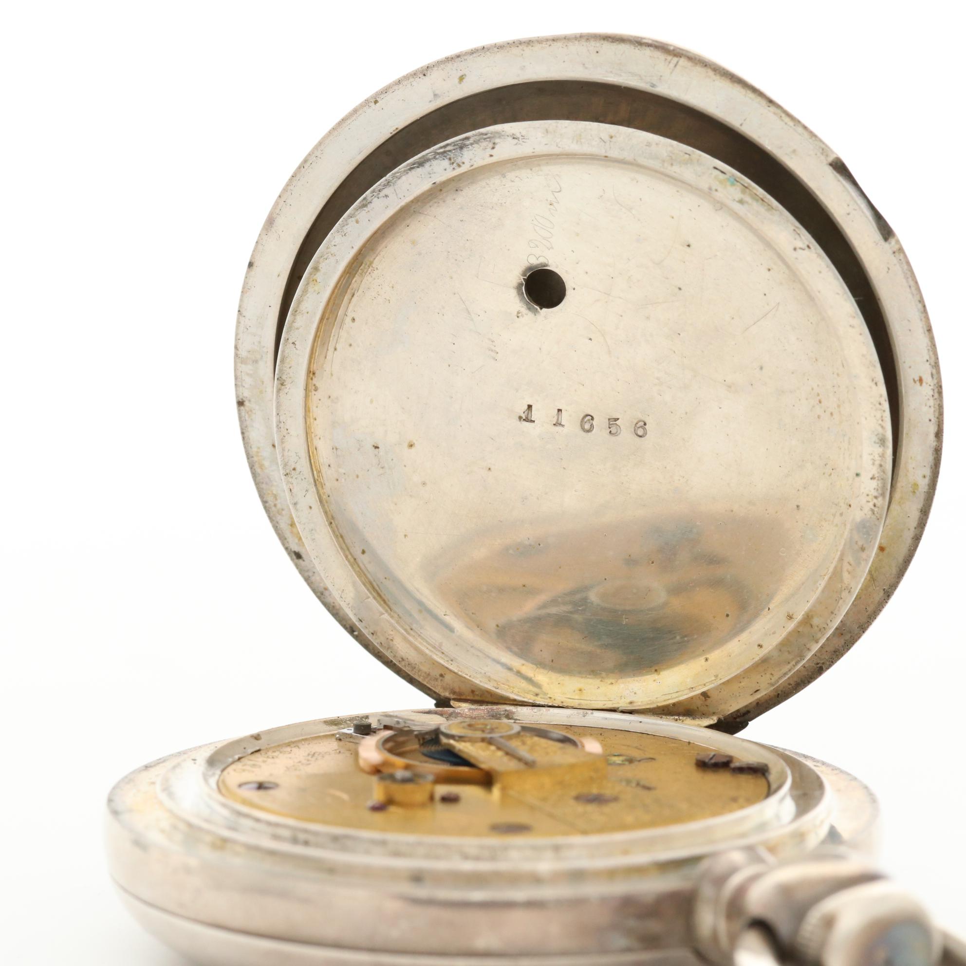 Antique Waltham Coin Silver Key Wind & Set Pocket Watch