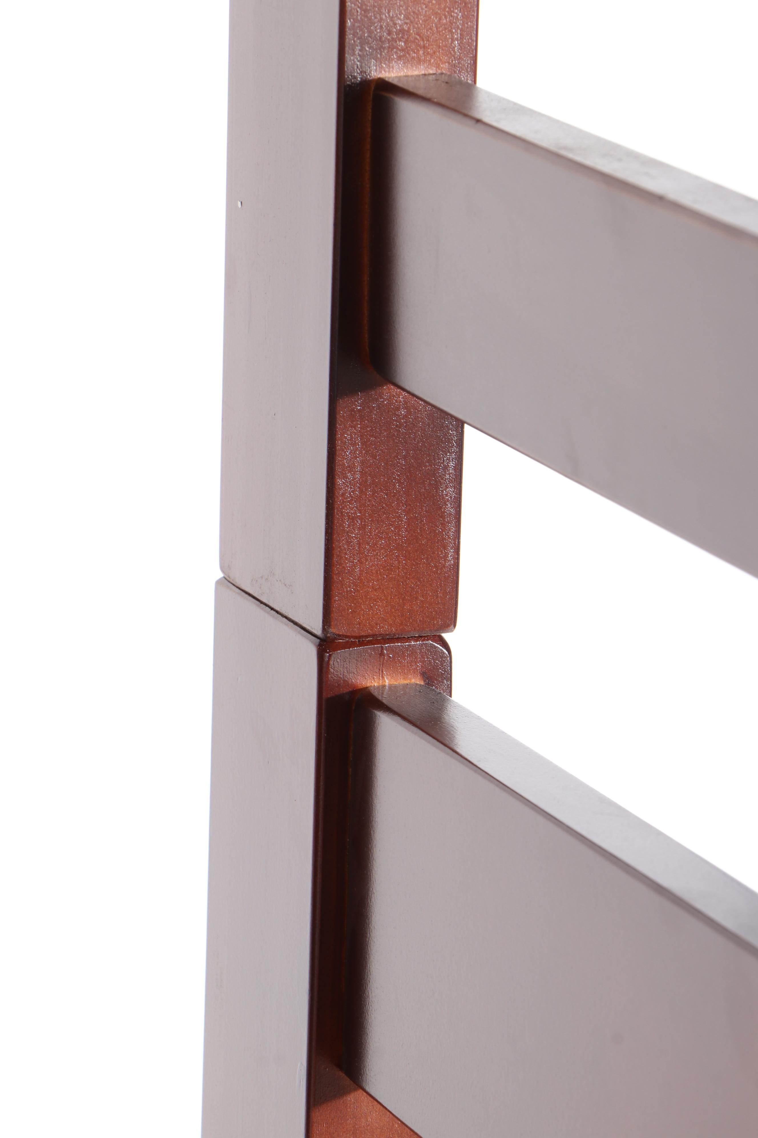 Sadaco Cherry Finish Twin and Full Size Bunk Bed Frame with Ladder, Contemporary