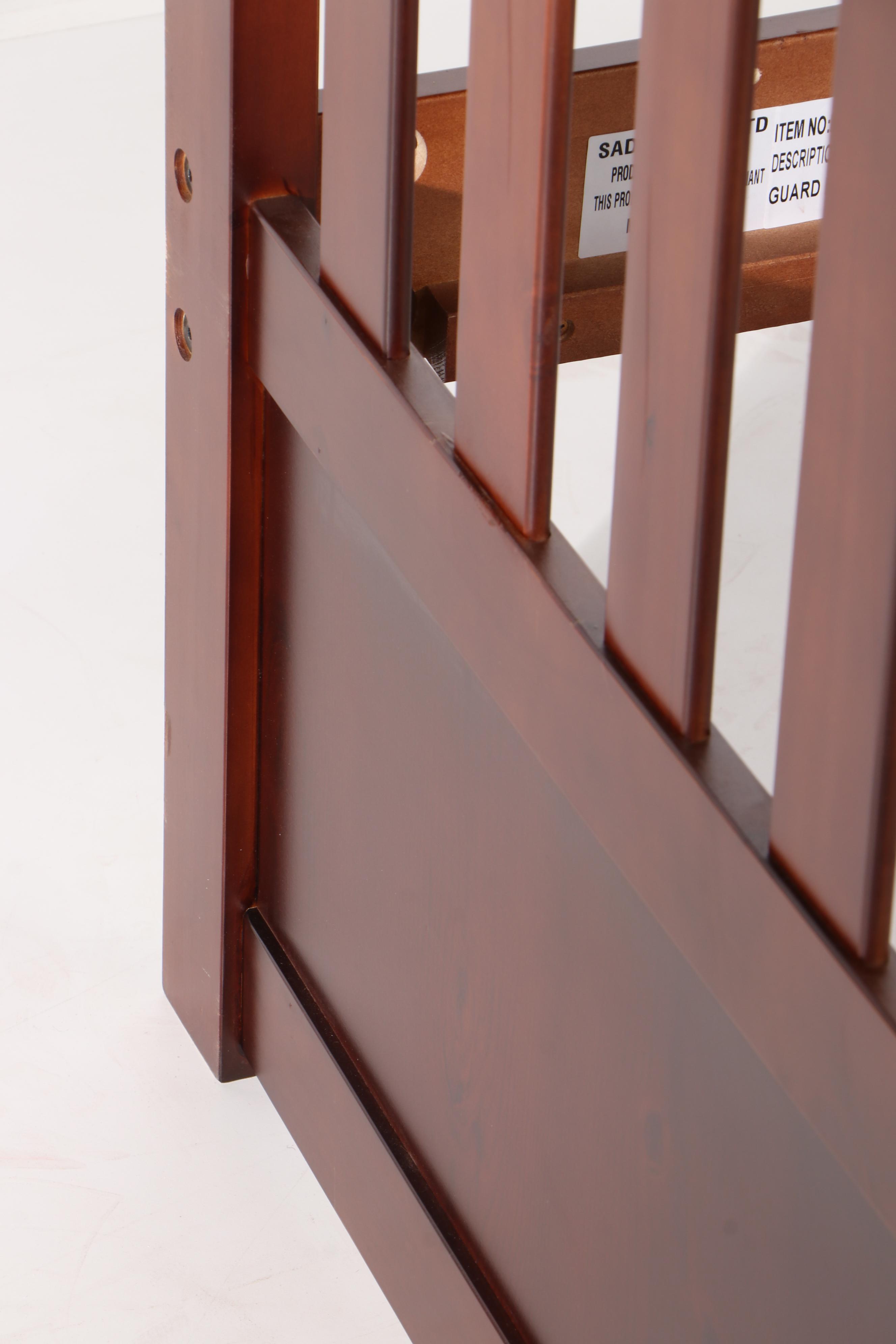 Sadaco Cherry Finish Twin and Full Size Bunk Bed Frame with Ladder, Contemporary