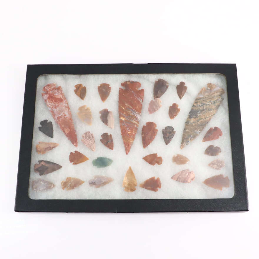 Collection of Thirty-Two Contemporary Arrowheads