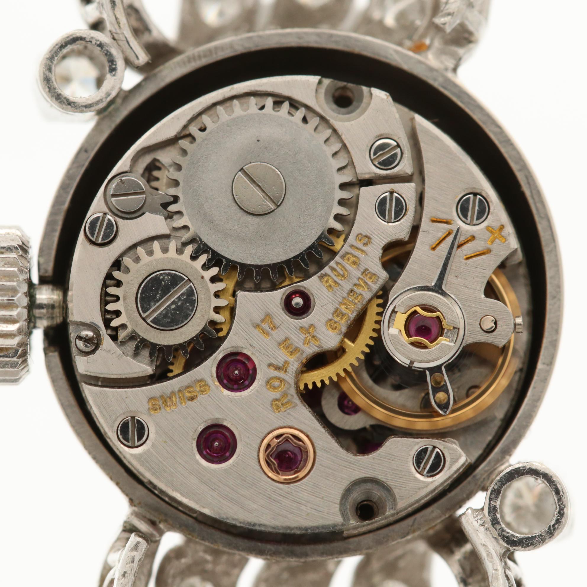 Vintage 18K White Gold Rolex With Custom 3.21 CTW Diamond Band and Case