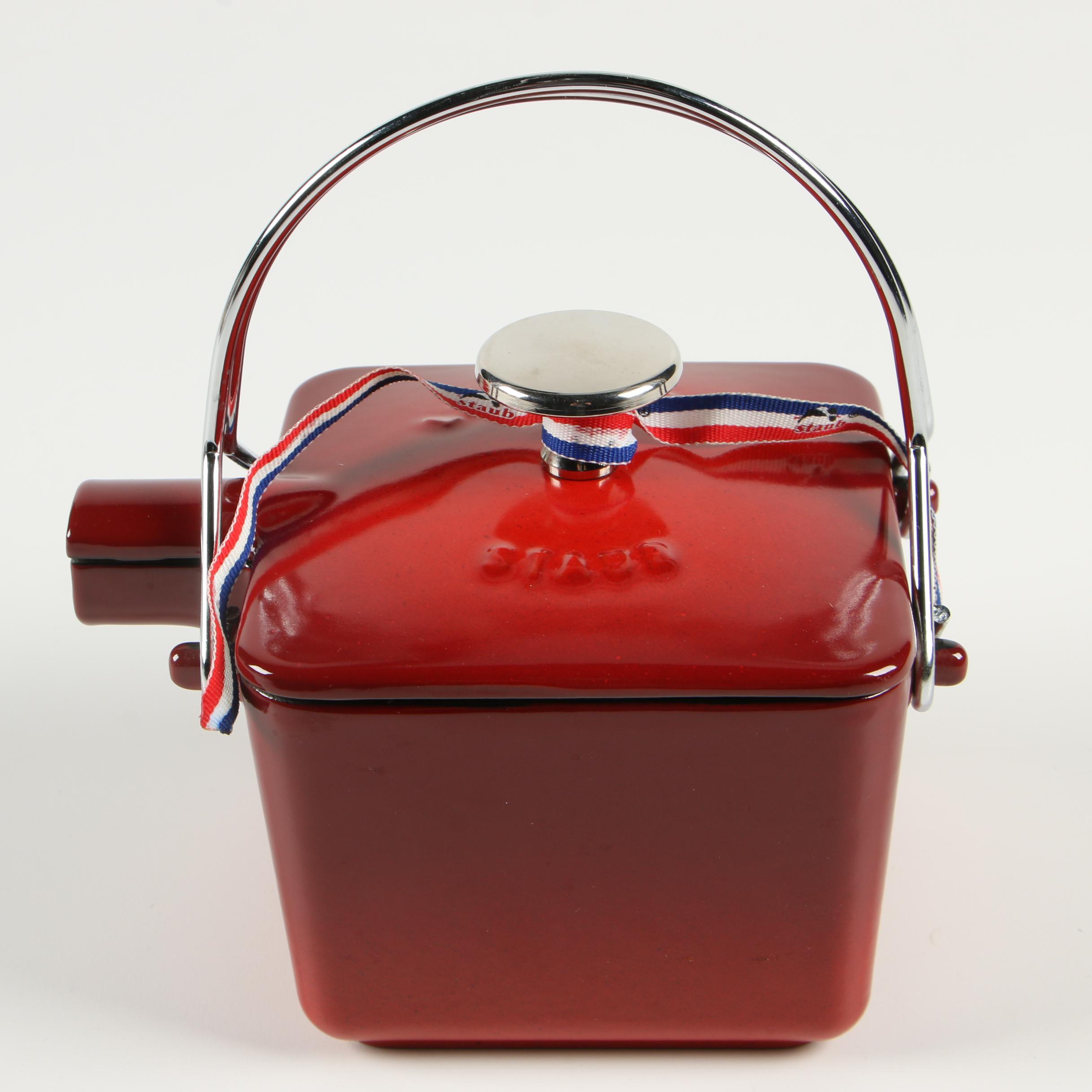 Staub Pimento Red "La Théière" Enameled Cast Iron Square Teapot