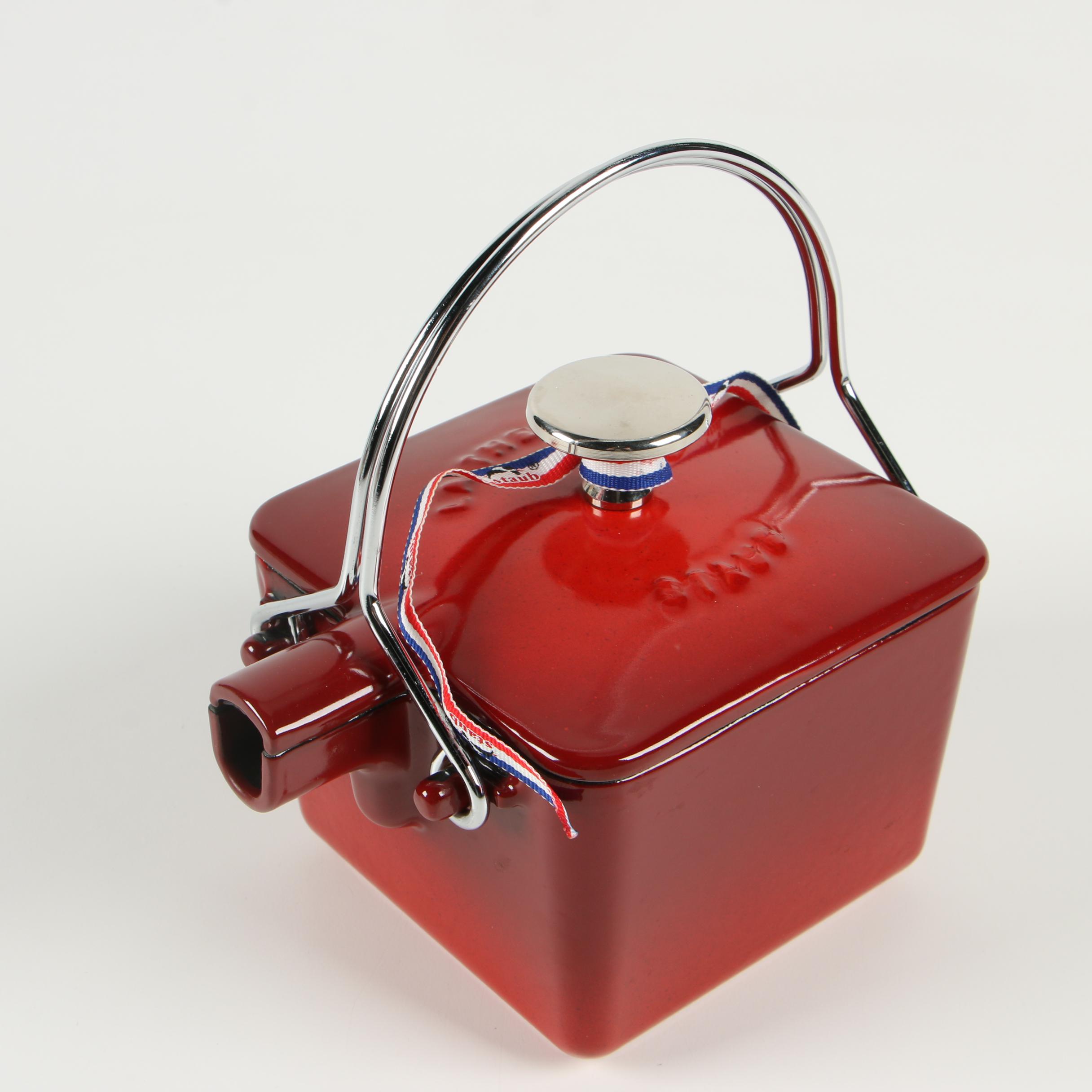 Staub Pimento Red "La Théière" Enameled Cast Iron Square Teapot