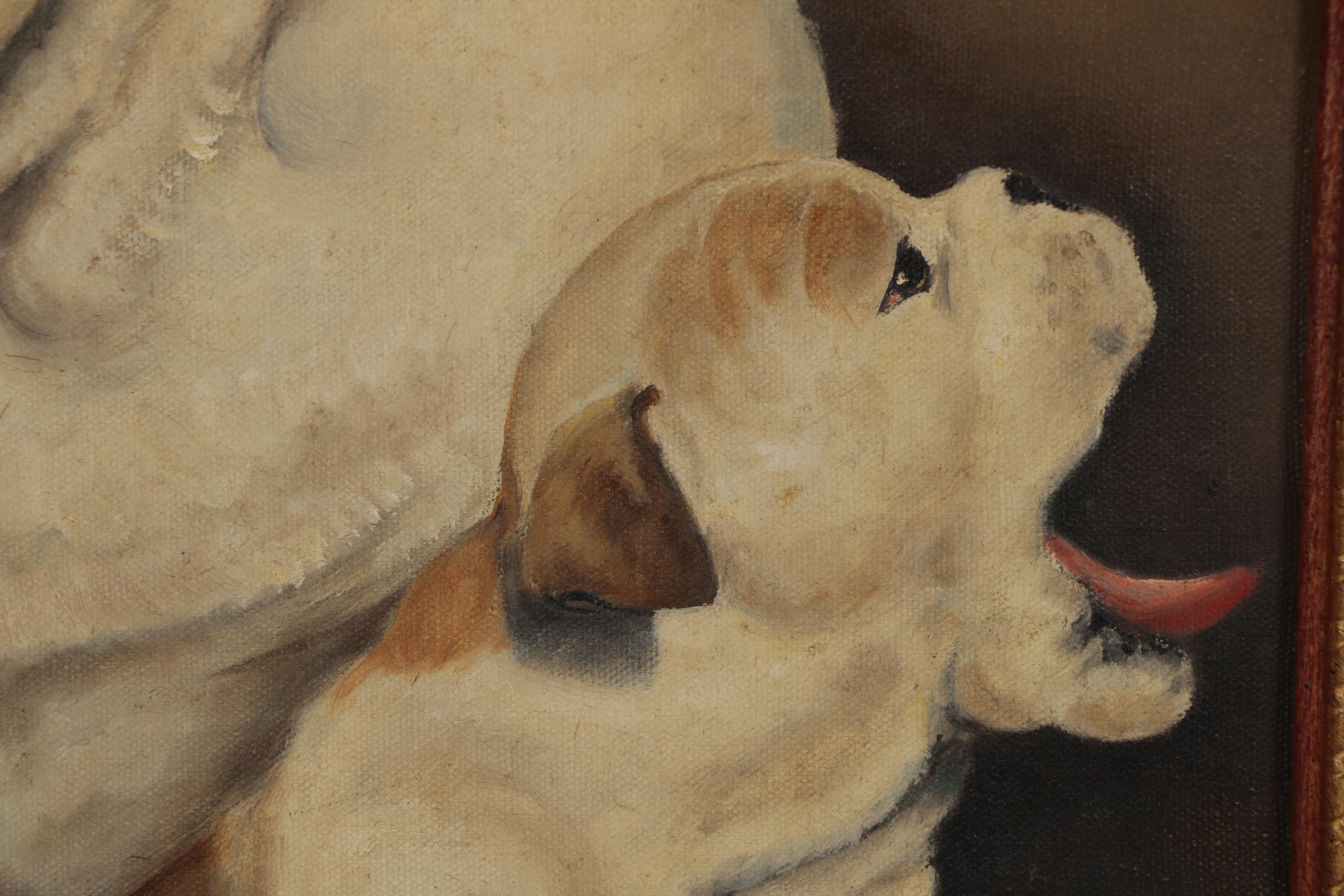 Ginnie Crozier Otis Oil Painting "English Bulldog and Pup", 1969