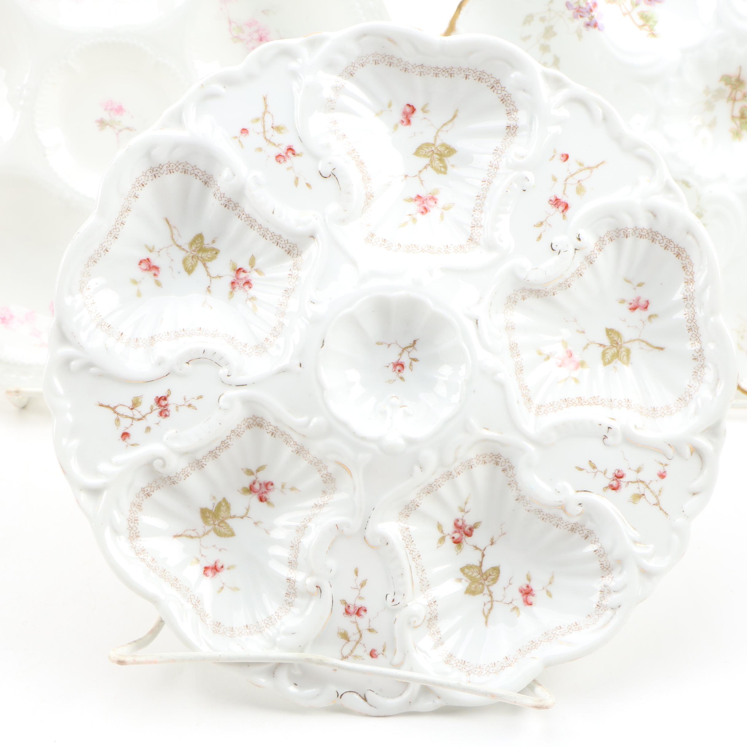 Haviland Porcelain Oyster Plates and Marx & Gutherz Porcelain Oyster Plate