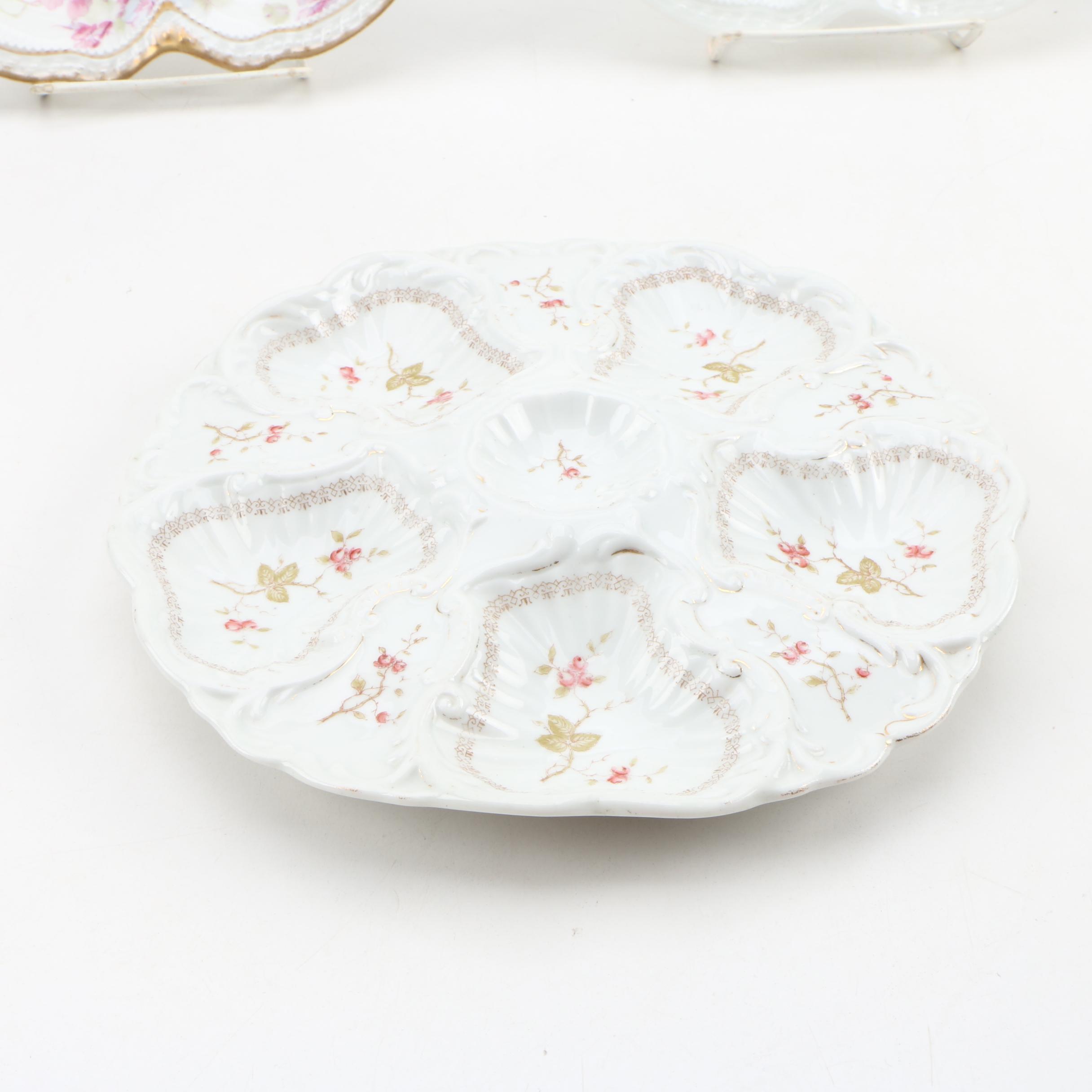 Haviland Porcelain Oyster Plates and Marx & Gutherz Porcelain Oyster Plate