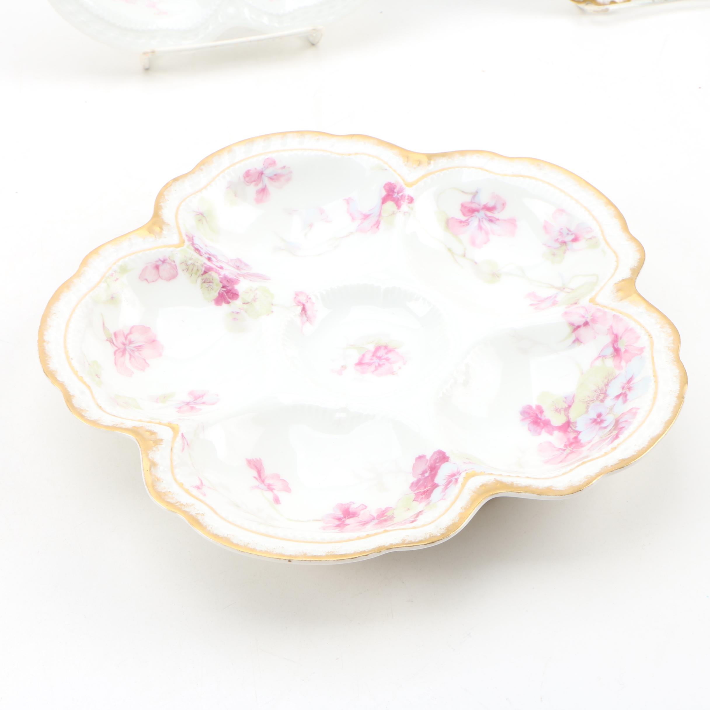 Haviland Porcelain Oyster Plates and Marx & Gutherz Porcelain Oyster Plate