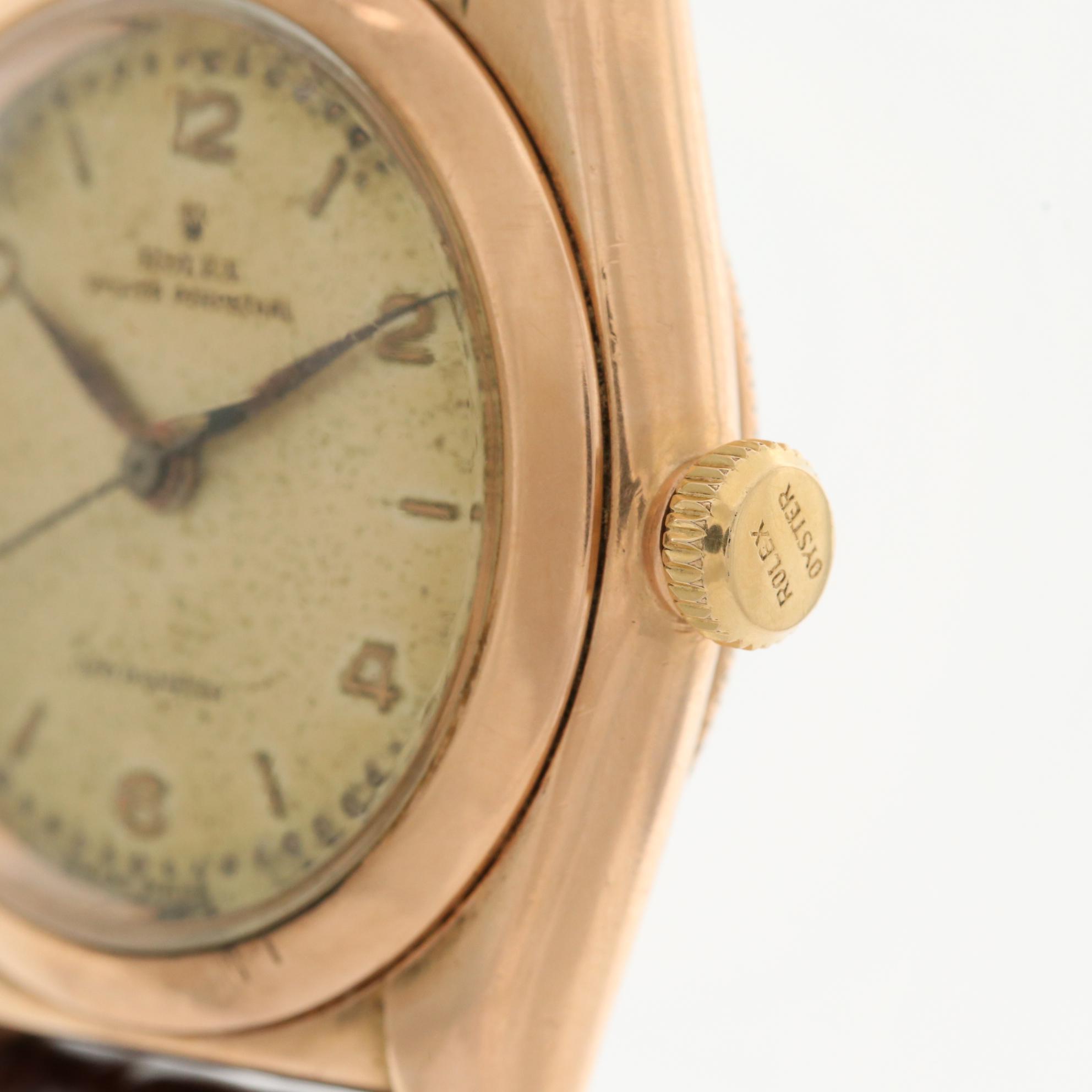 Vintage Rolex 14K Rose Gold Bubble Back Watch