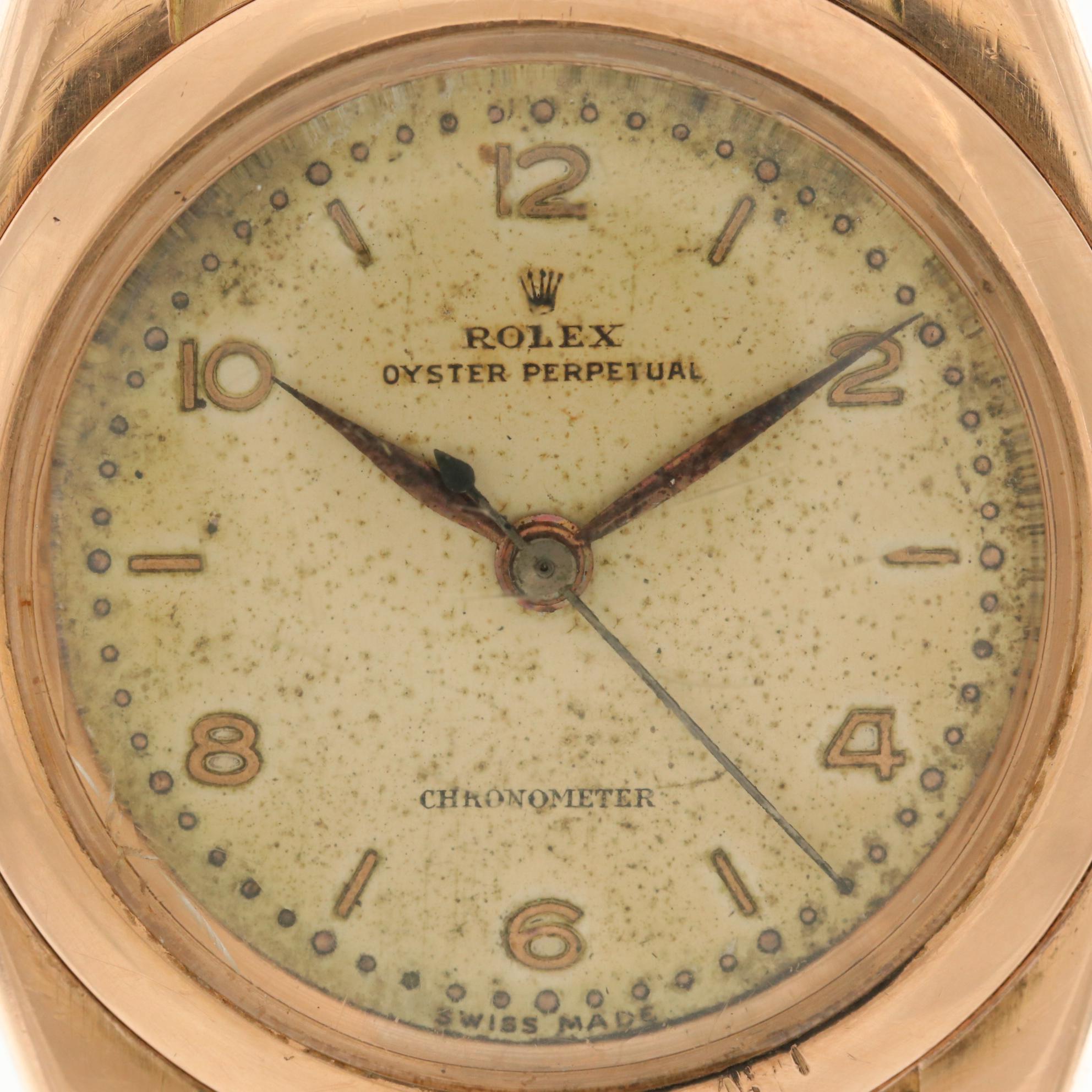 Vintage Rolex 14K Rose Gold Bubble Back Watch