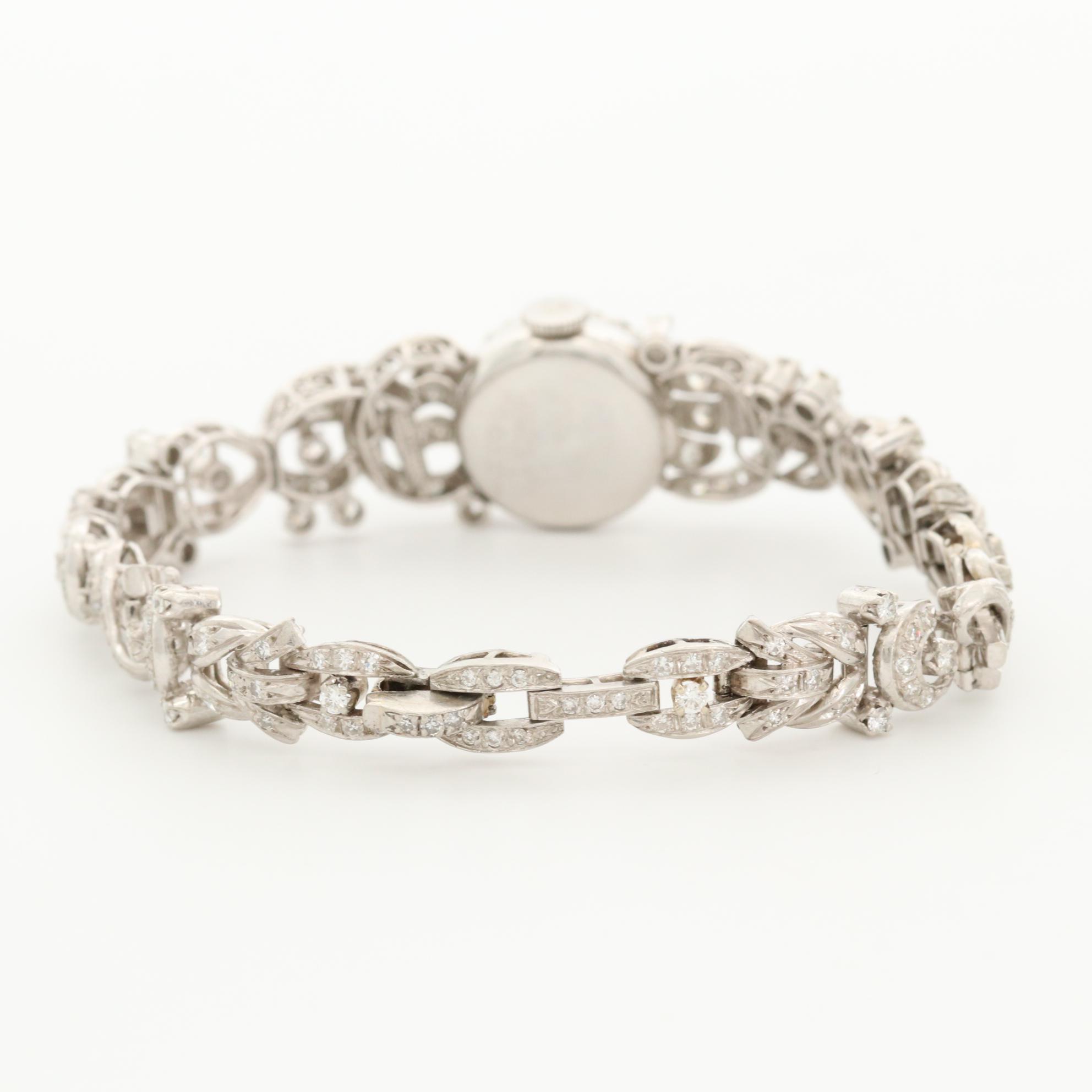 Vintage 18K White Gold Rolex With Custom 3.21 CTW Diamond Band and Case