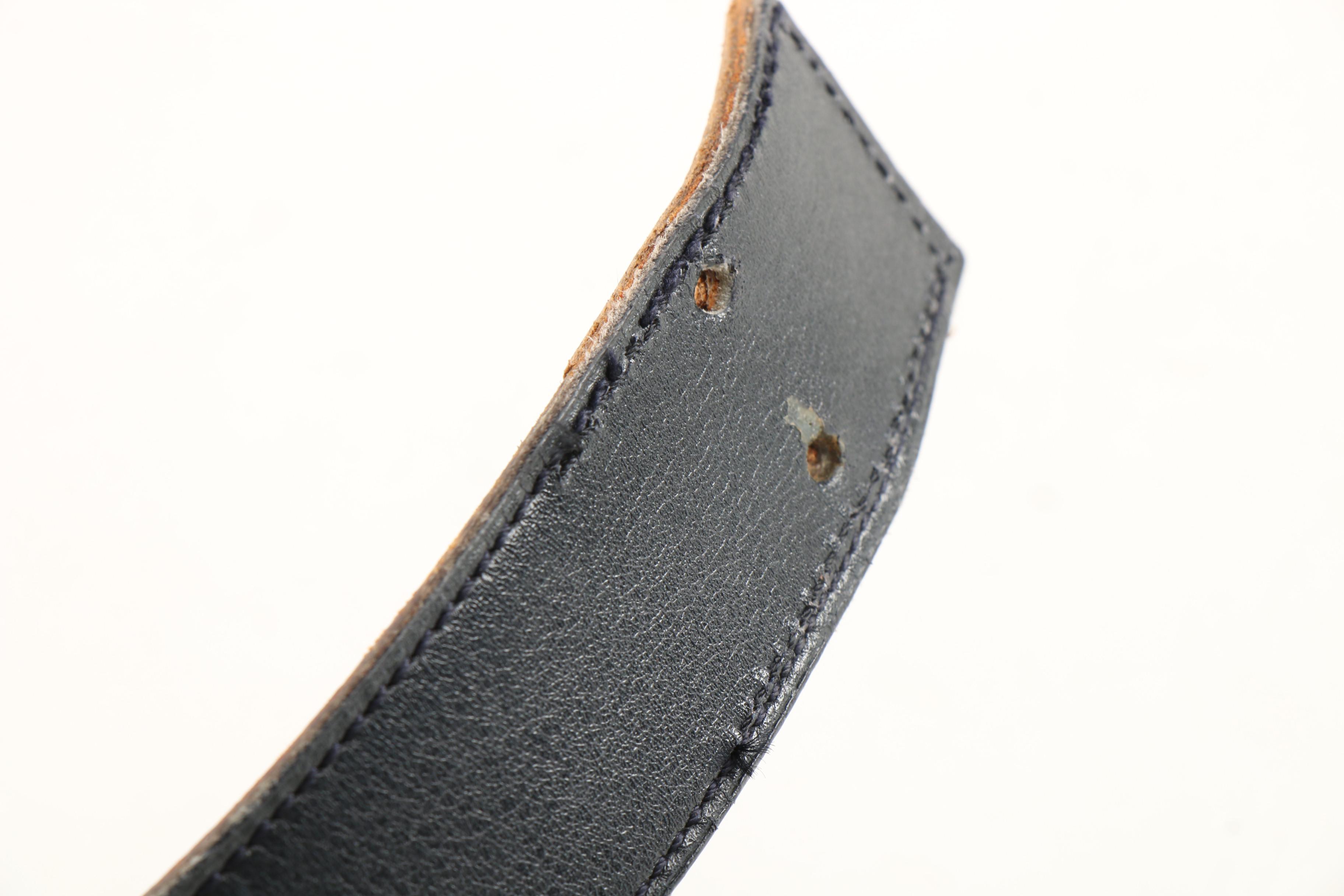 Hermès Gold Tone H Buckle on Black Box Calf Leather Belt