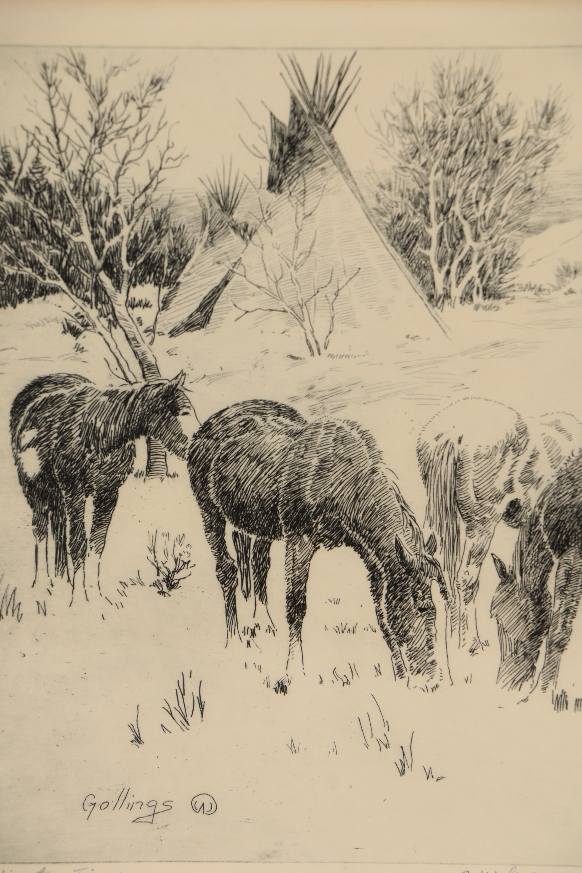 Elling William "Bill" Gollings Etching "Winter Time", 1928