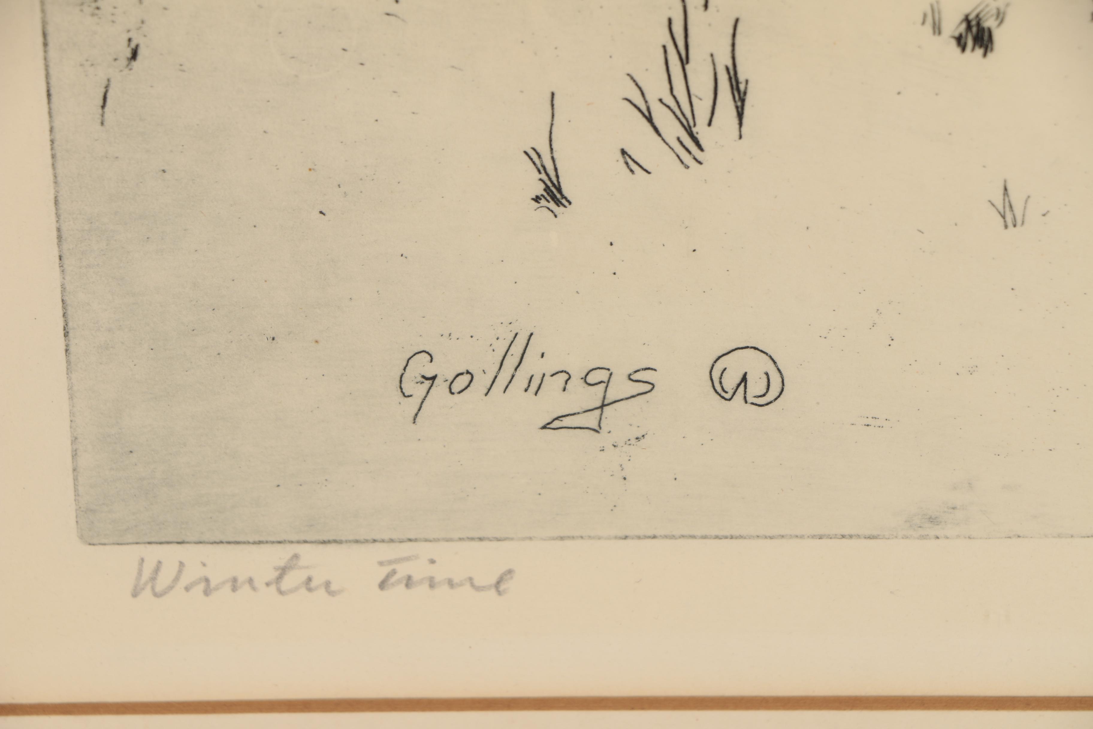 Elling William "Bill" Gollings Etching "Winter Time", 1928