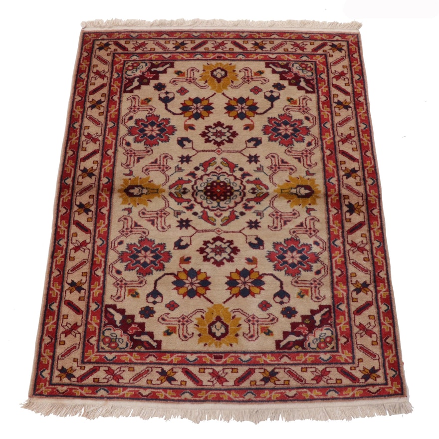 2'11 x 4' Hand-Knotted Caucasian Kazak Wool Rug, 1960s