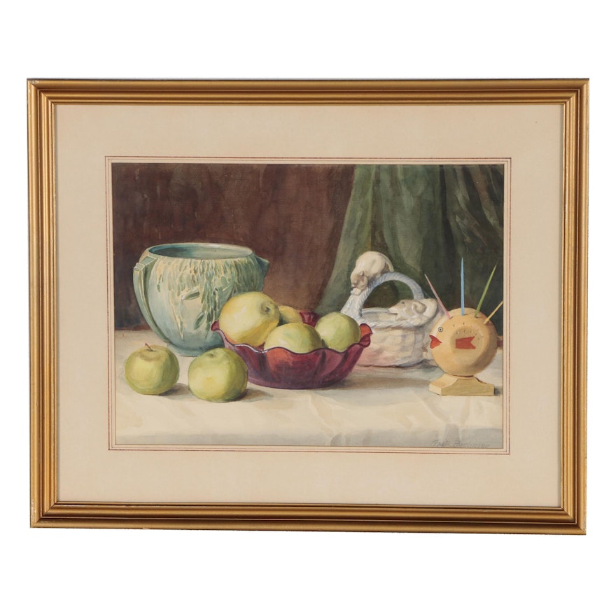 Fritz Boehmer Still Life Watercolor Painting, Early 20th Century