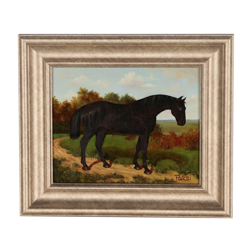 Vilmos Paksi Equestrian Oil Portrait