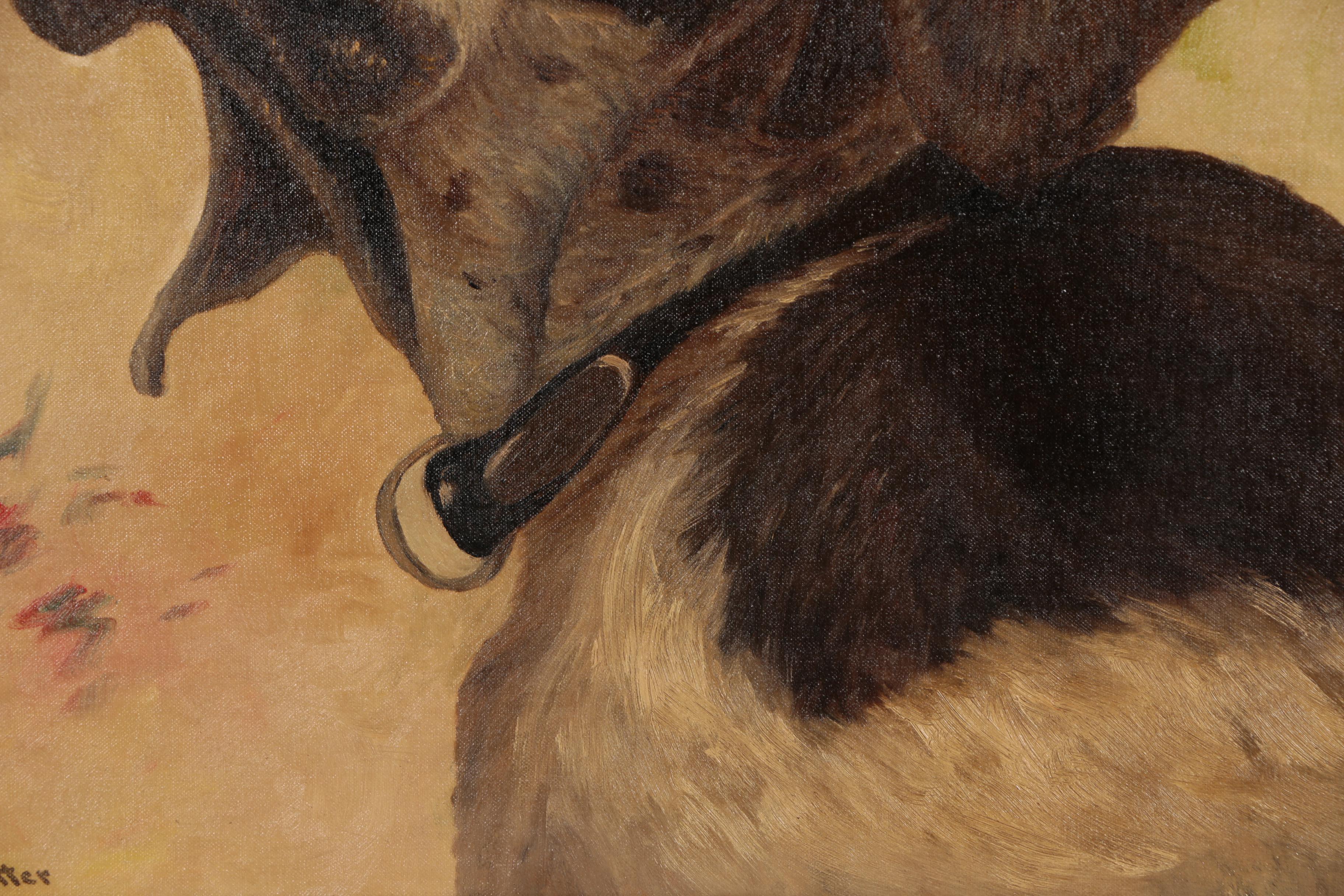 Allye Hutter Dog Portrait Oil Painting, 1943