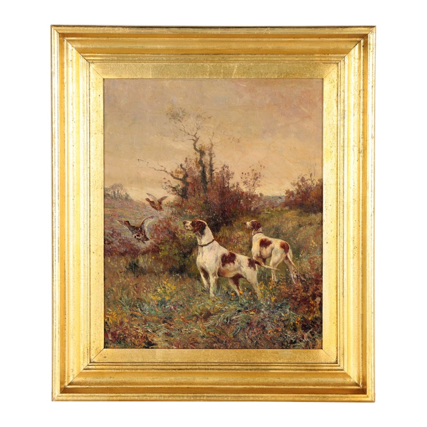 Maurice Guillebert Oil Painting of Hunting Dogs