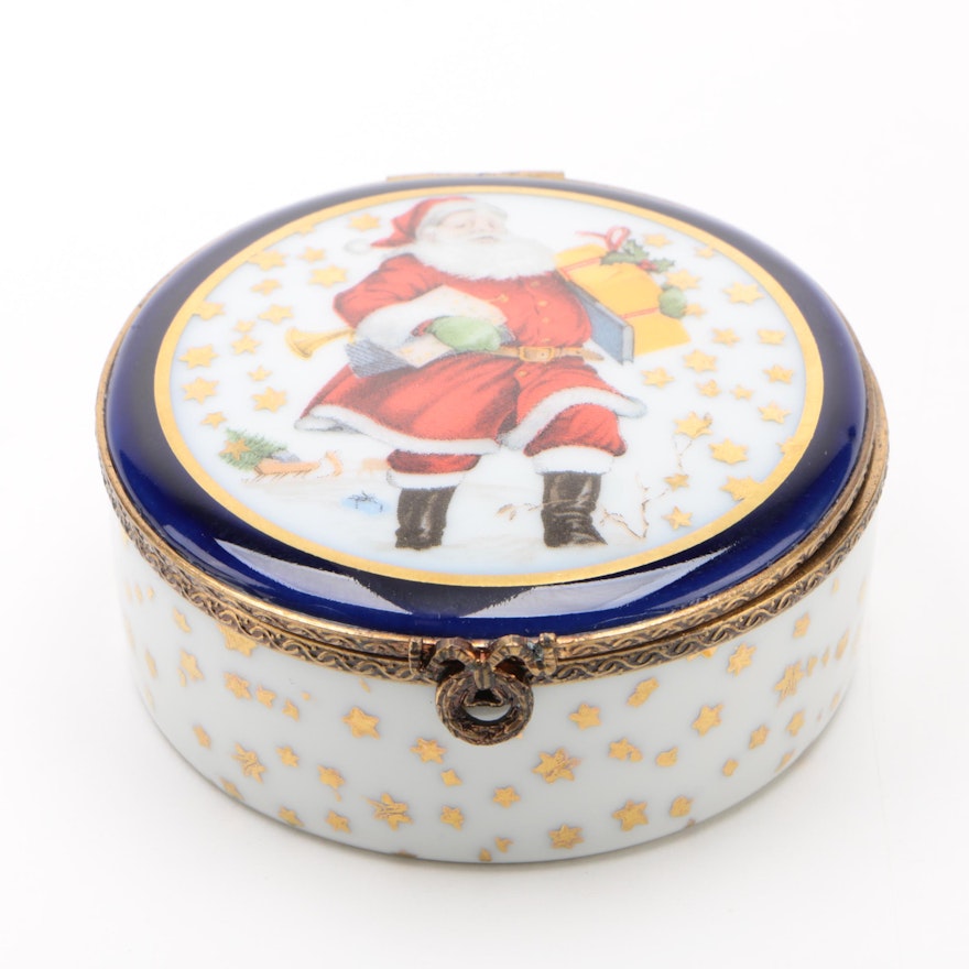 Fontanille & Marraud Limoges Porcelain "Santa Claus" Trinket Box