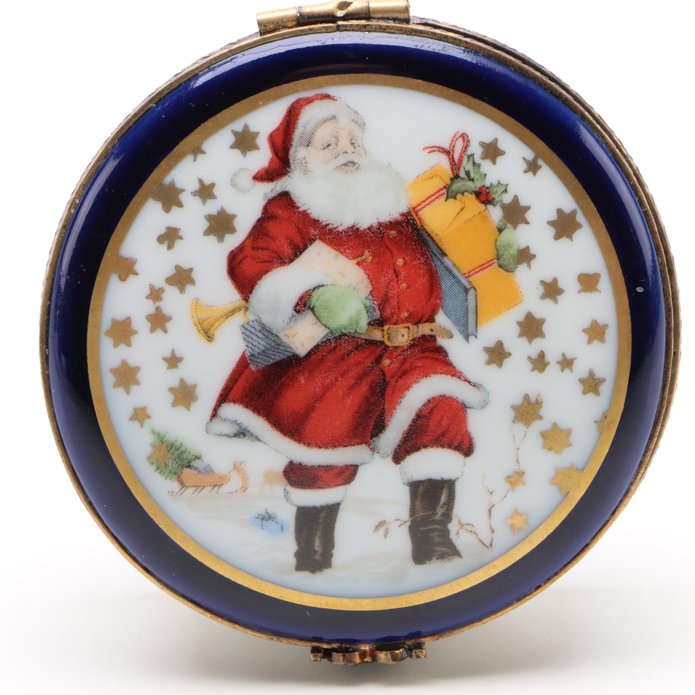 Fontanille & Marraud Limoges Porcelain "Santa Claus" Trinket Box