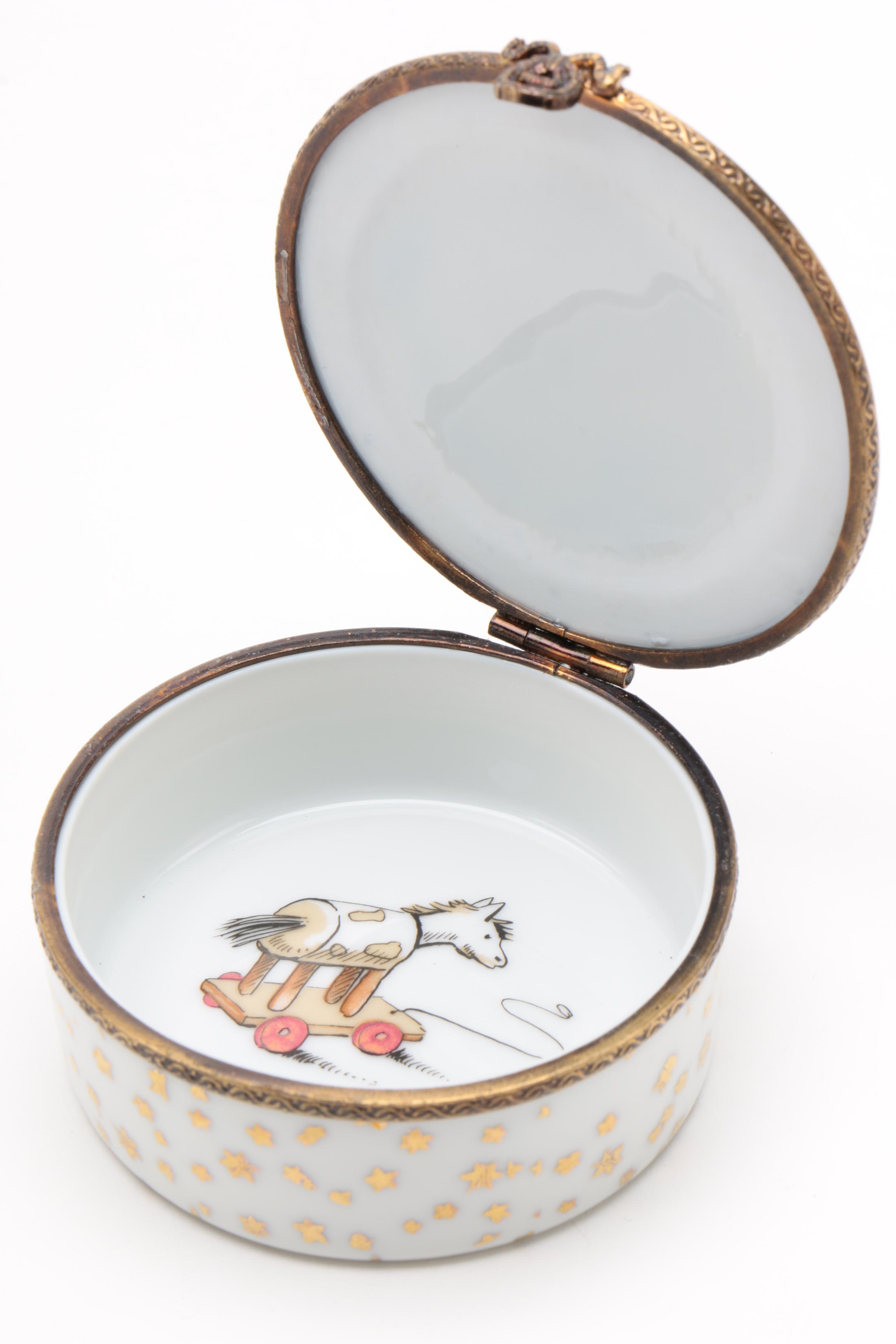 Fontanille & Marraud Limoges Porcelain "Santa Claus" Trinket Box