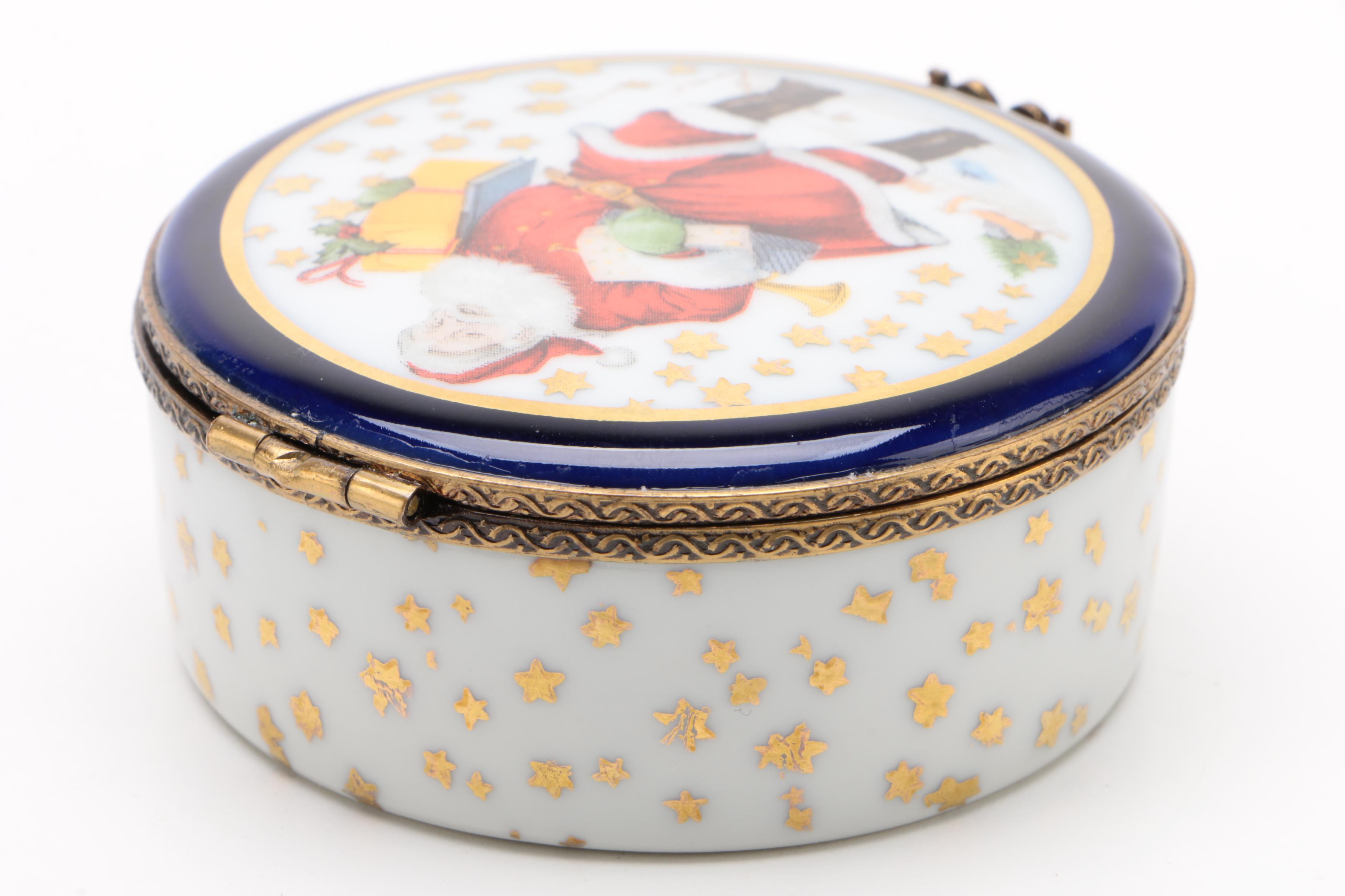 Fontanille & Marraud Limoges Porcelain "Santa Claus" Trinket Box