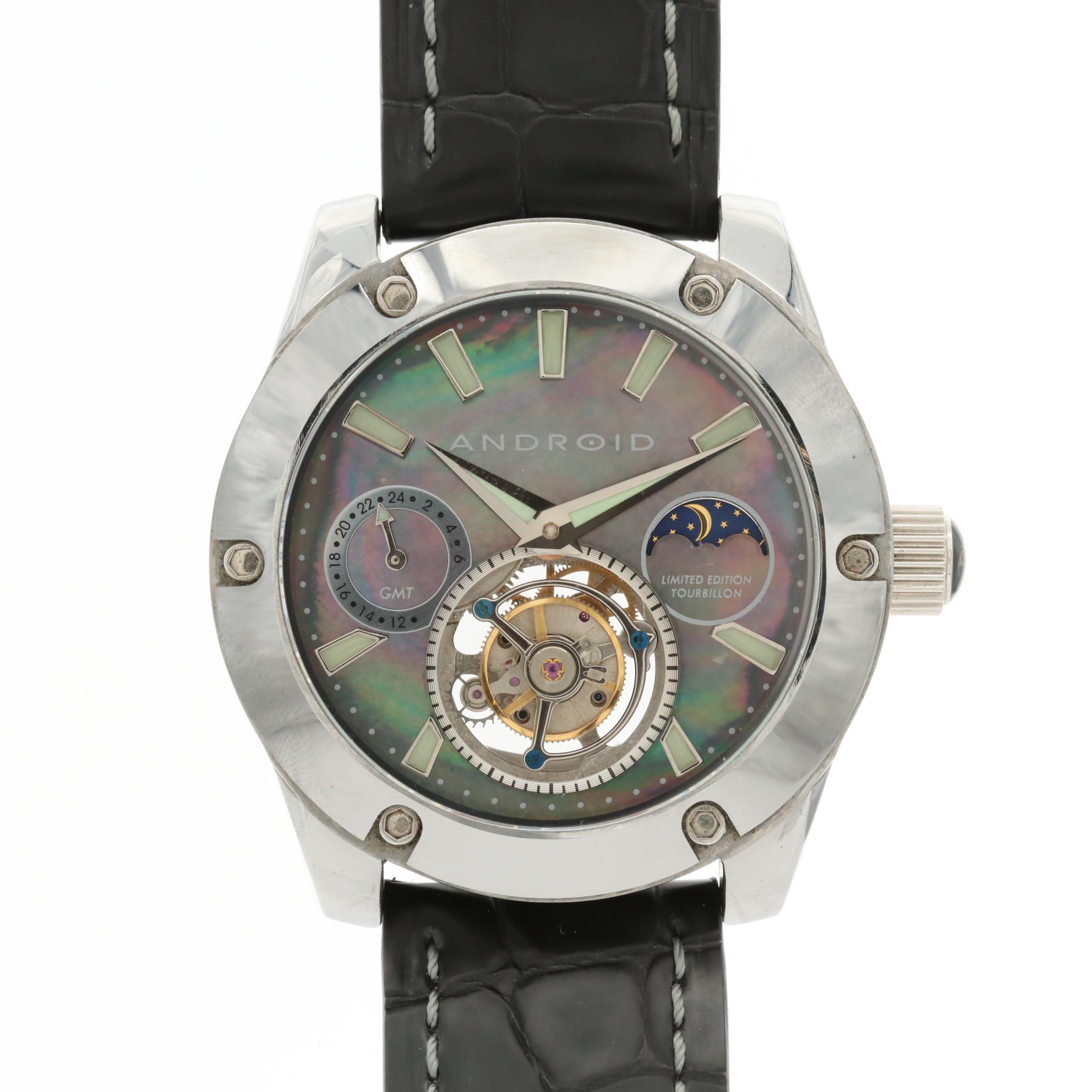 Android Antigravity Tungsten Tourbillon Watch With Mother of Pearl Dial