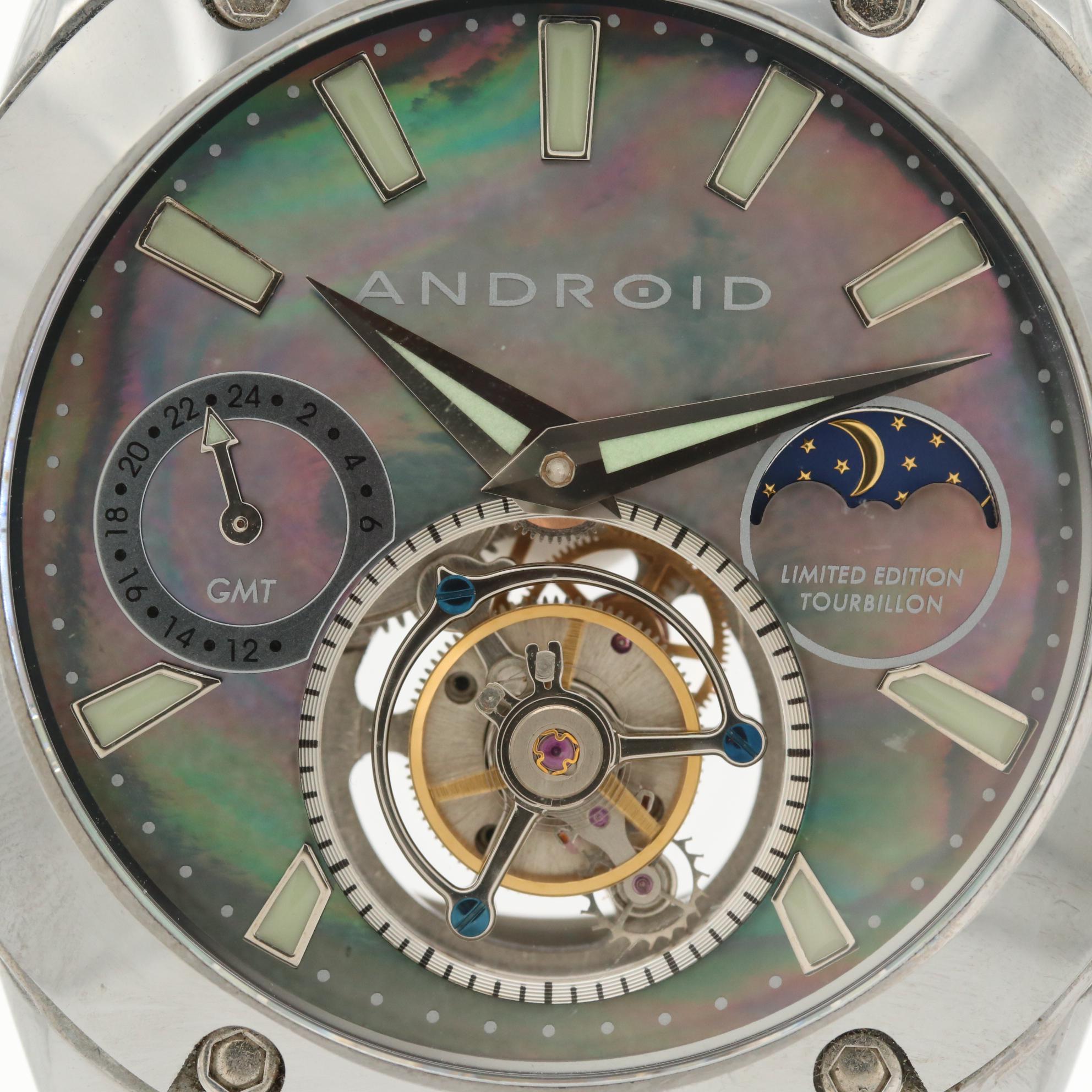 Android Antigravity Tungsten Tourbillon Watch With Mother of Pearl Dial