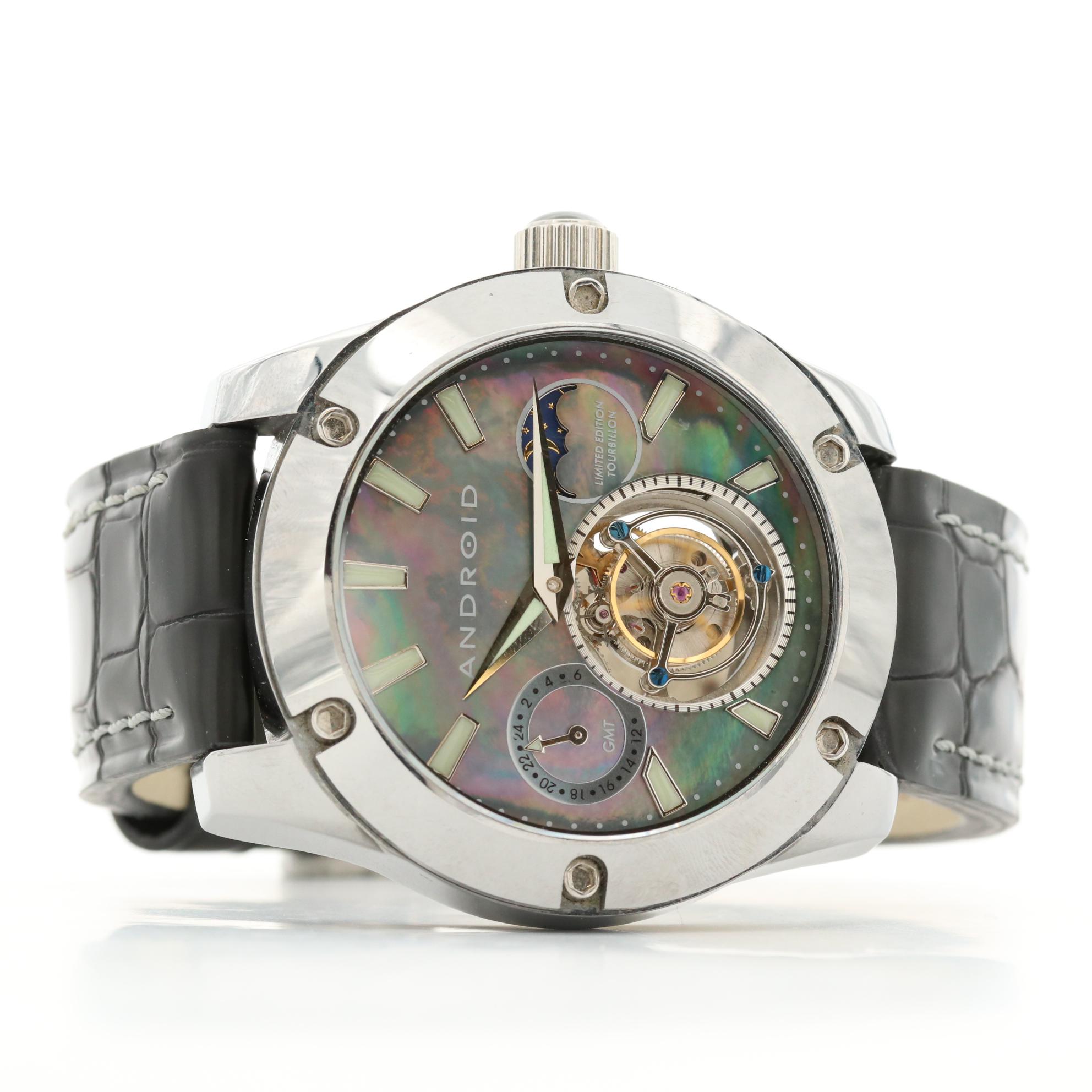 Android Antigravity Tungsten Tourbillon Watch With Mother of Pearl Dial