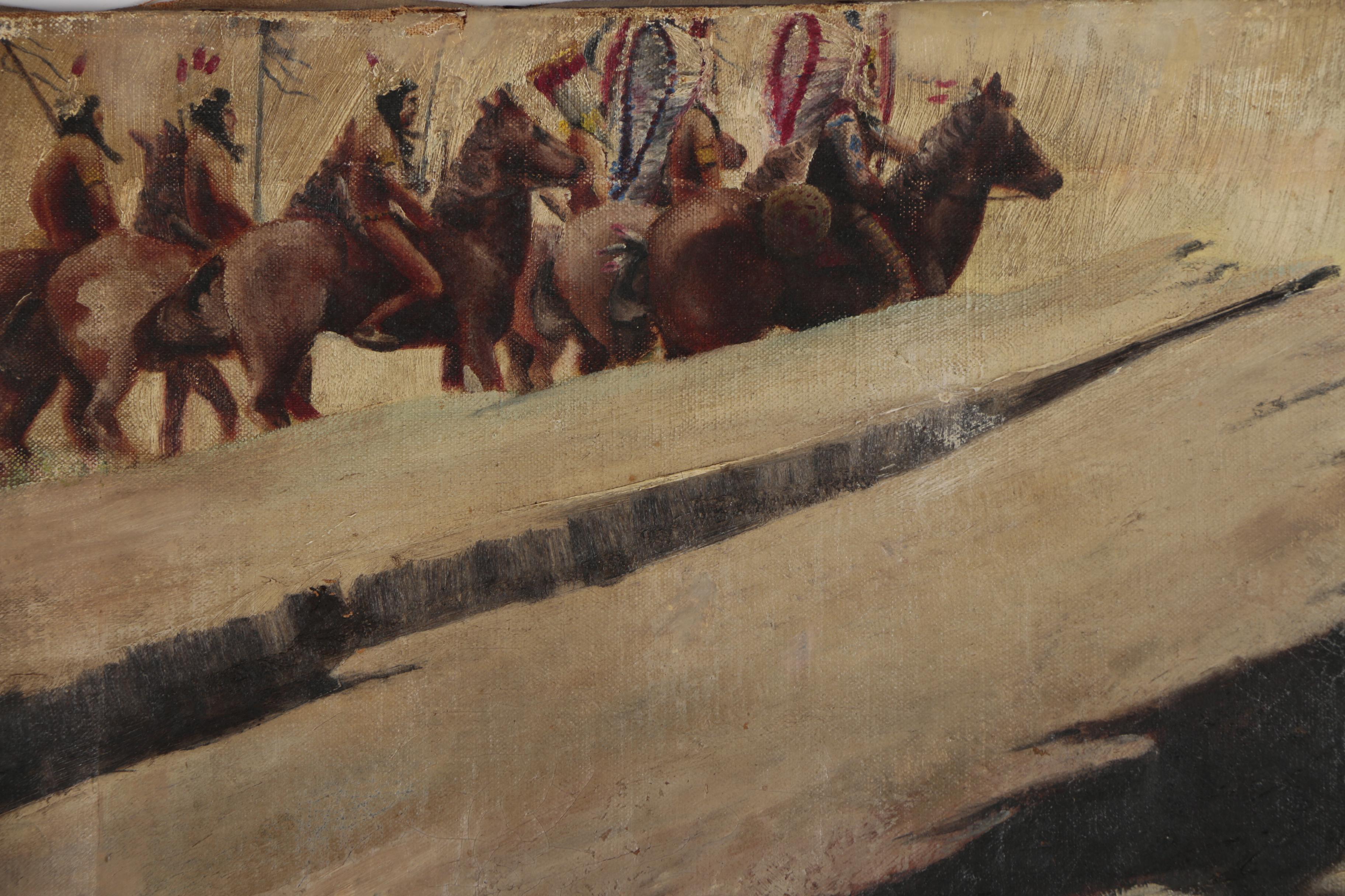 Edwin Willard Deming Western Oil Painting of Figural Landscape